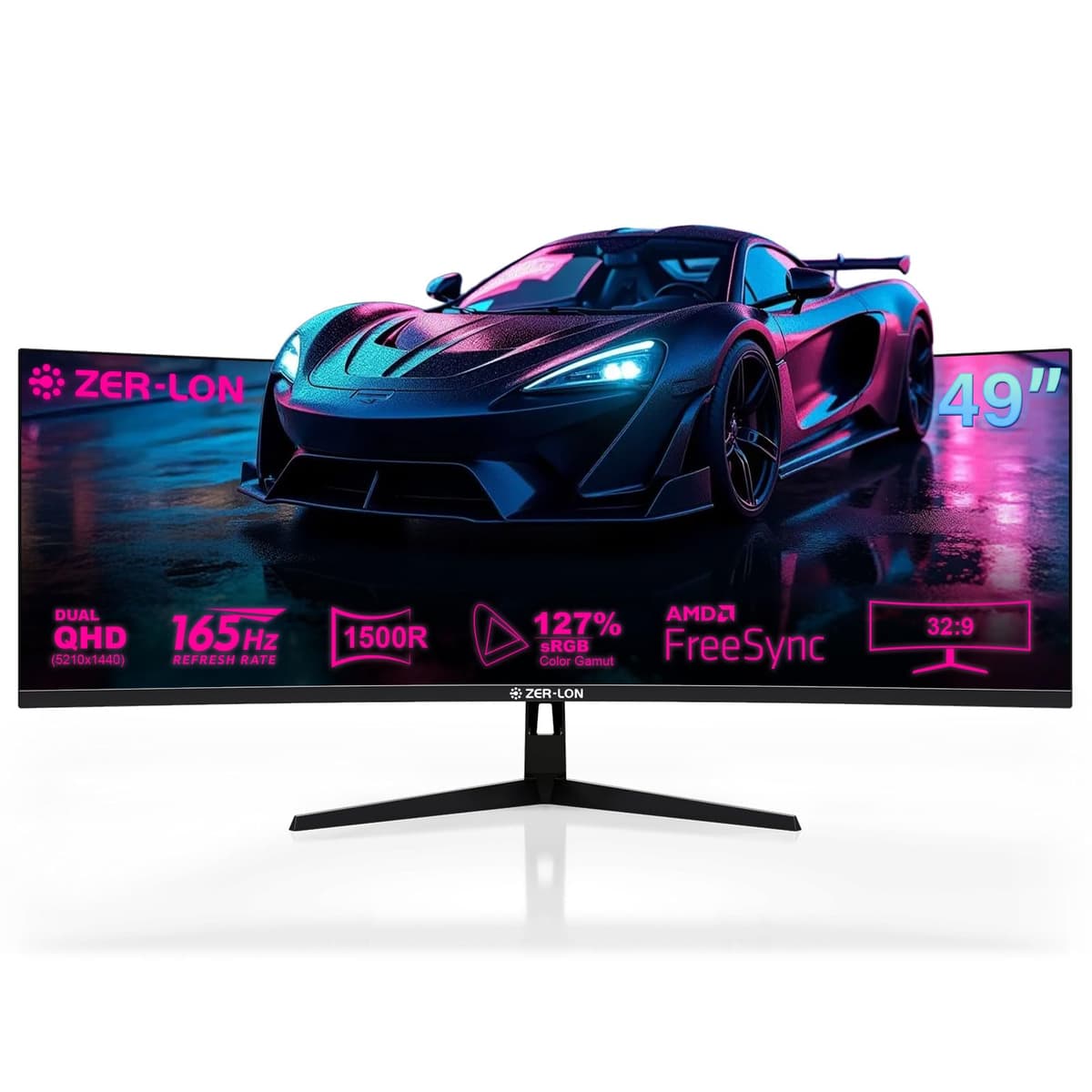 ZER-LON 49" Curved Gaming Monitor 165Hz 32:9 Dual QHD PD22490W