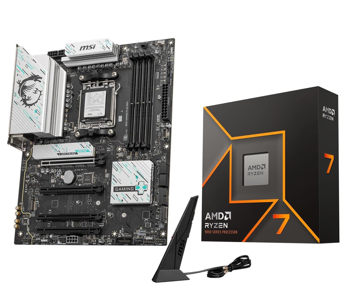 Micro Center Procesador AMD Ryzen 7 9700X con Placa Madre MSI B850 Gaming Plus WiFi (ATX, AM5, DDR5, PCIe 5.0, M.2 Gen5, Wi-Fi 7, LAN 5G) 9700XB850GAMPLWF