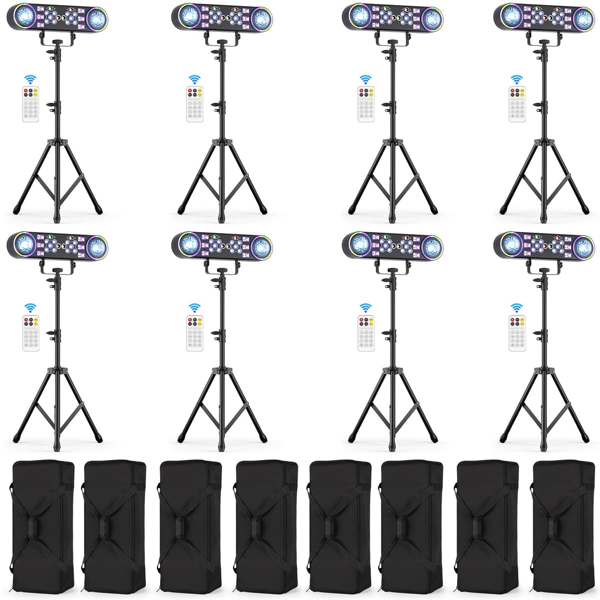 Sparklingtrack 80W Luces DJ con Trípode, 7 en 1, Control DMX/Wireless, Activación por Sonido, Bolsa de Transporte ZQ01337US
