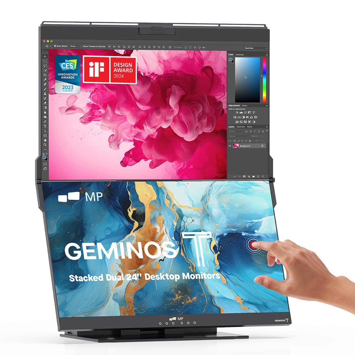 MP Mobile Pixels Geminos T Doble Monitor Apilado 2x23.8" con Docking y Webcam 1080p 116-1001P03