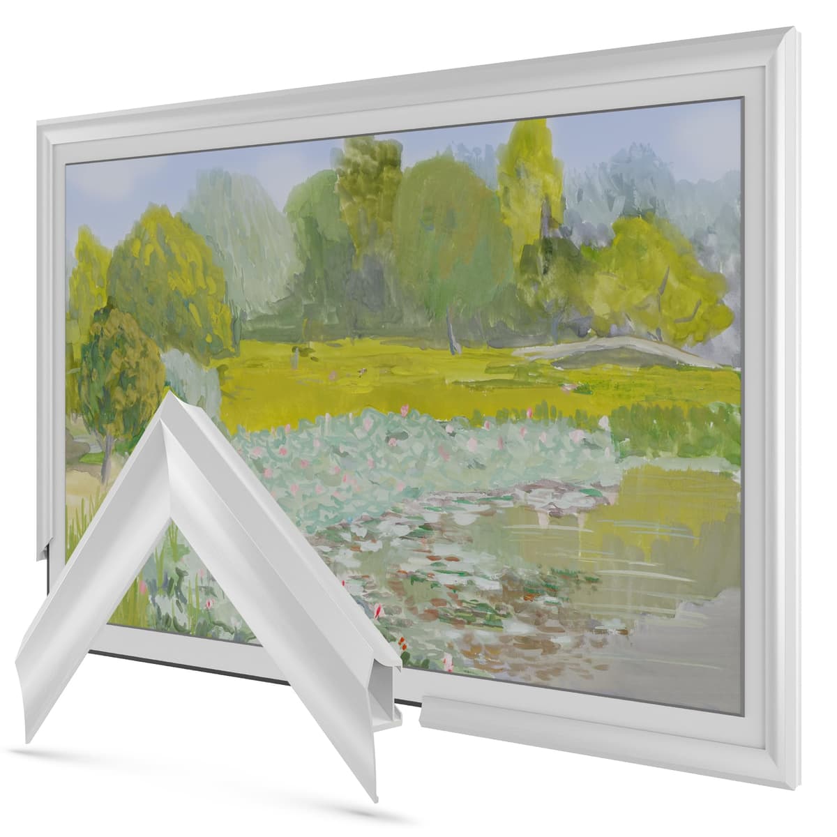 Marco de TV Deco de Aleación Prismático Blanco Puro de 65" - Compatible ÚNICAMENTE con Samsung The Frame y Pro TVs (Compatible con 2021-2025, LS03A, LS03B, LS03C, LS03D, LS03FA, LS03FW) Alloy Prismatic