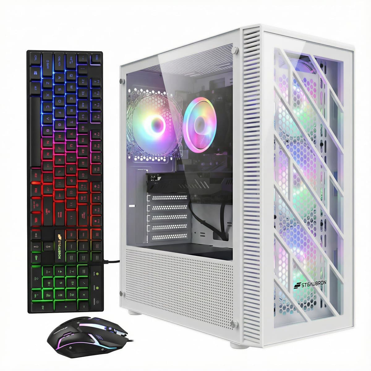 PC de Escritorio Gamer STGAubron, GeForce GTX 1660 Super 6GB, Intel Core i7 8ª Gen hasta 4.1 GHz, 16 GB DDR4, SSD 1 TB, WiFi 6 y BT 5.2, 4 Ventiladores RGB, Windows 11 Home ABR1824