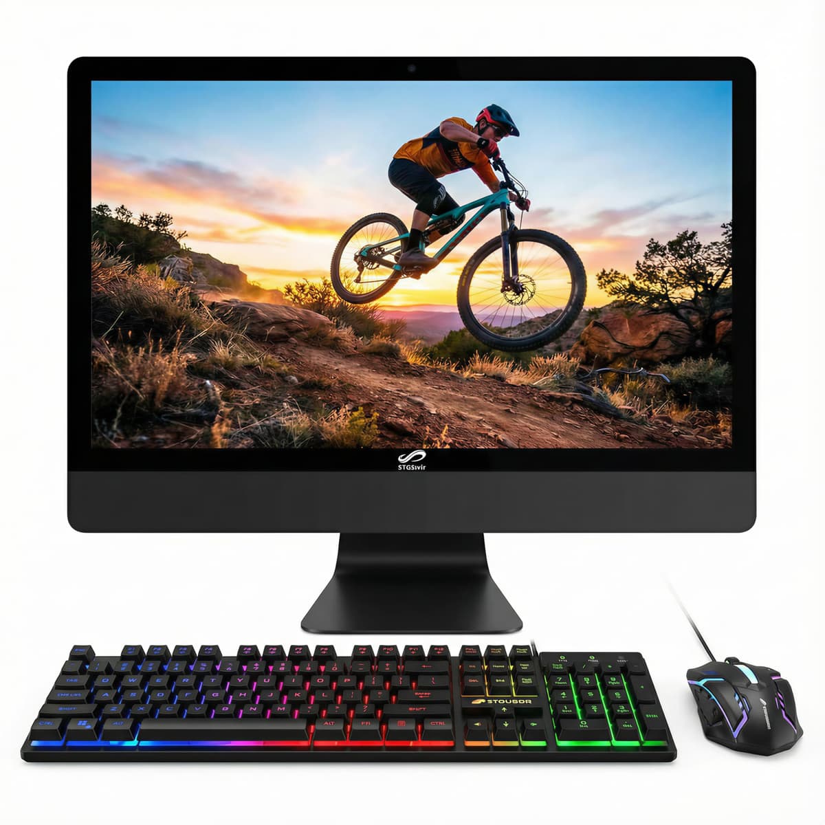 STGSivir Computadora de Escritorio Todo en Uno, Pantalla FHD de 22", Intel Core i5 hasta 3.7GHz, 16GB RAM, 512GB SSD, WiFi, BT 5.0, Teclado y Mouse RGB, Webcam, Windows 11 Home SIV0123