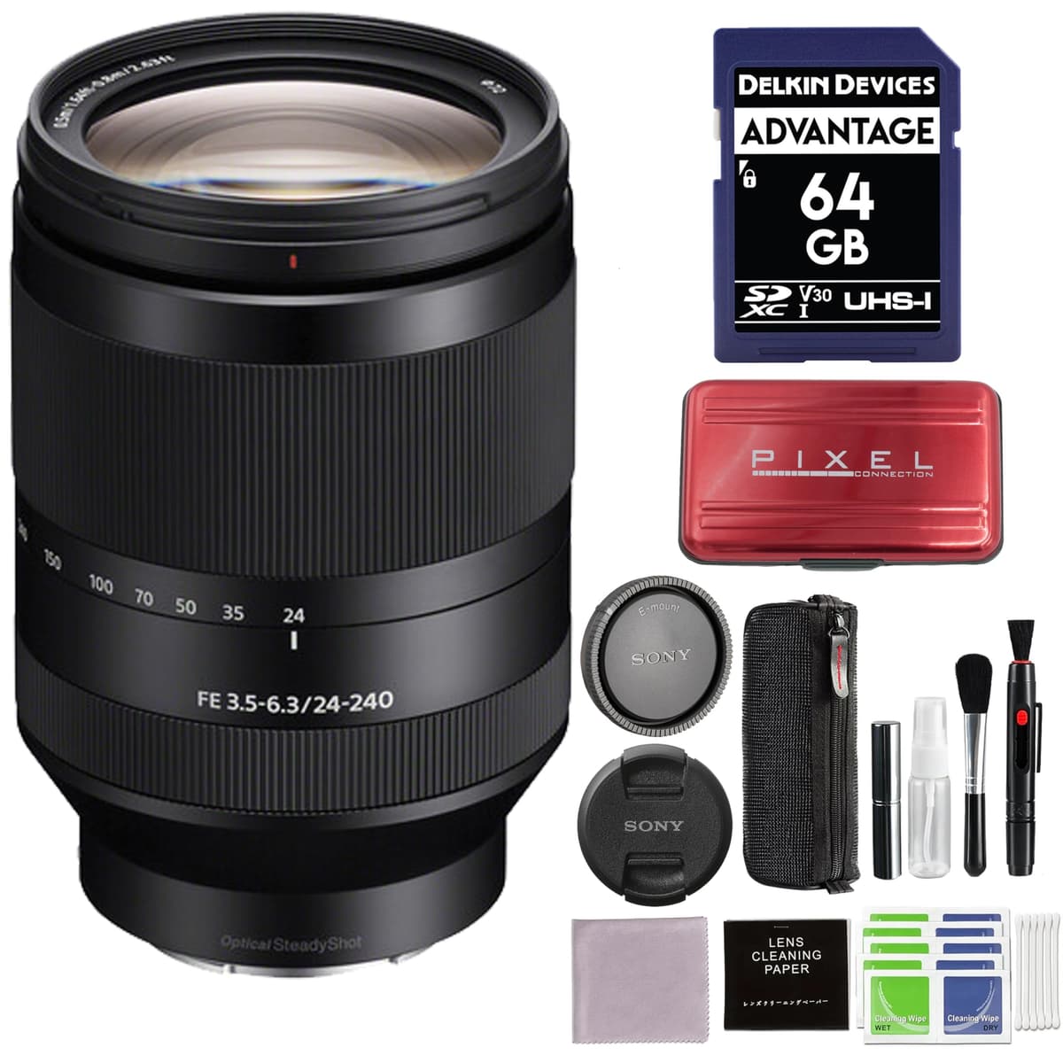 Sony FE 24-240mm f/3.5-6.3 OSS (SEL24240) - Zoom todo en uno + accesorios