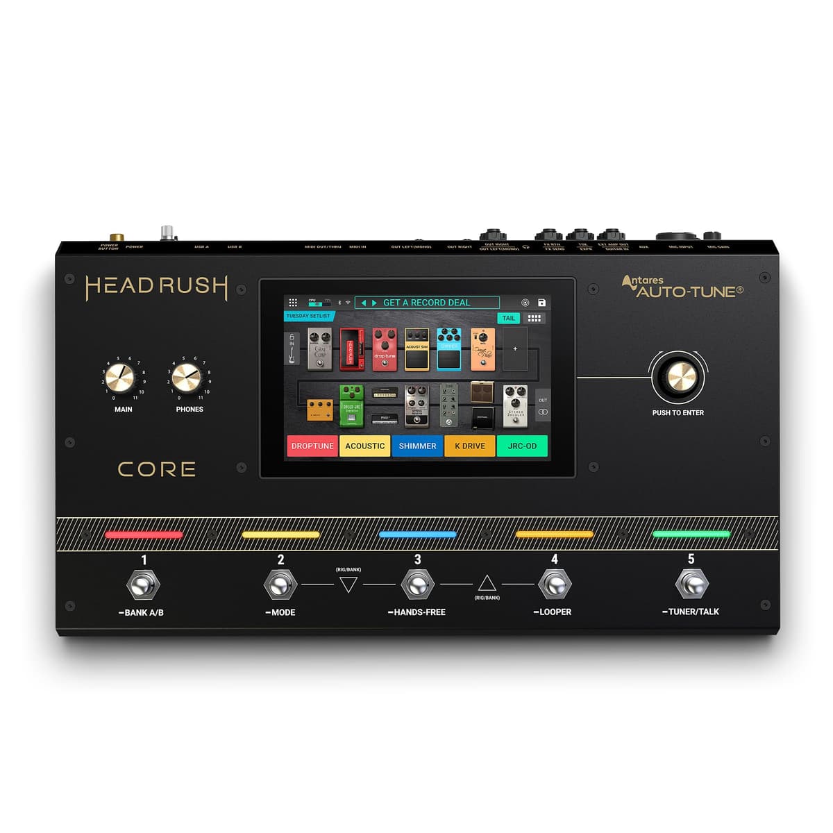 HeadRush Core: Procesador multi-efectos y modelado de amplificador para guitarra y voz con clonación, looper, Antares Auto-Tune, Wi-Fi, pantalla táctil y Bluetooth HRCORE