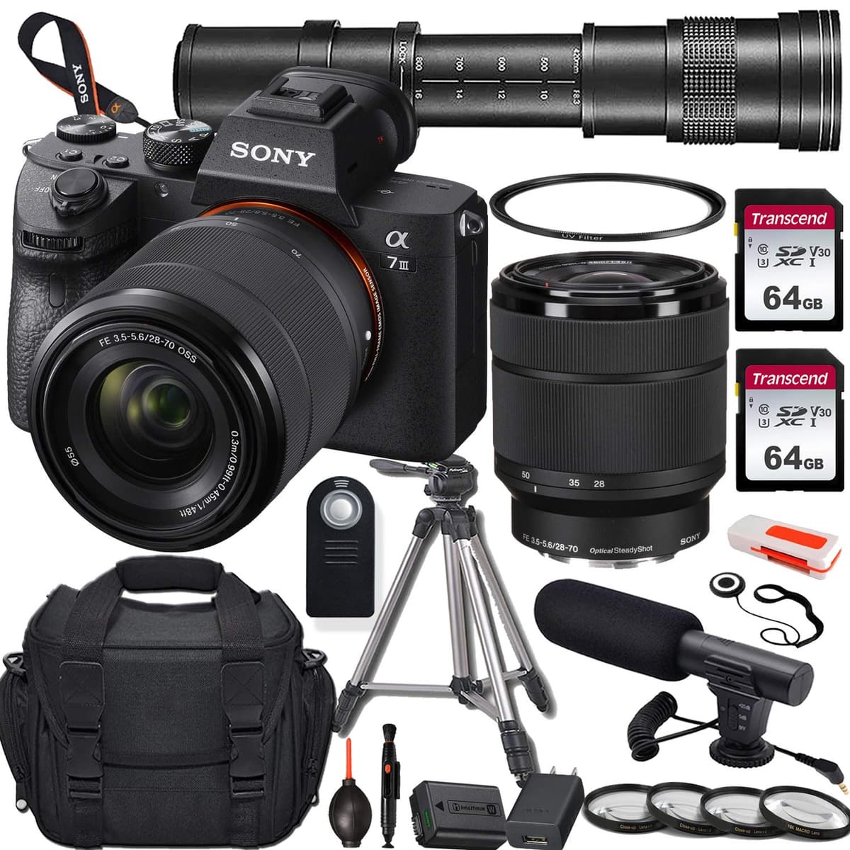 Bundle Sony Alpha a7 III con kit de lentes, accesorios y 2x64GB CC_a7iii2870-1007