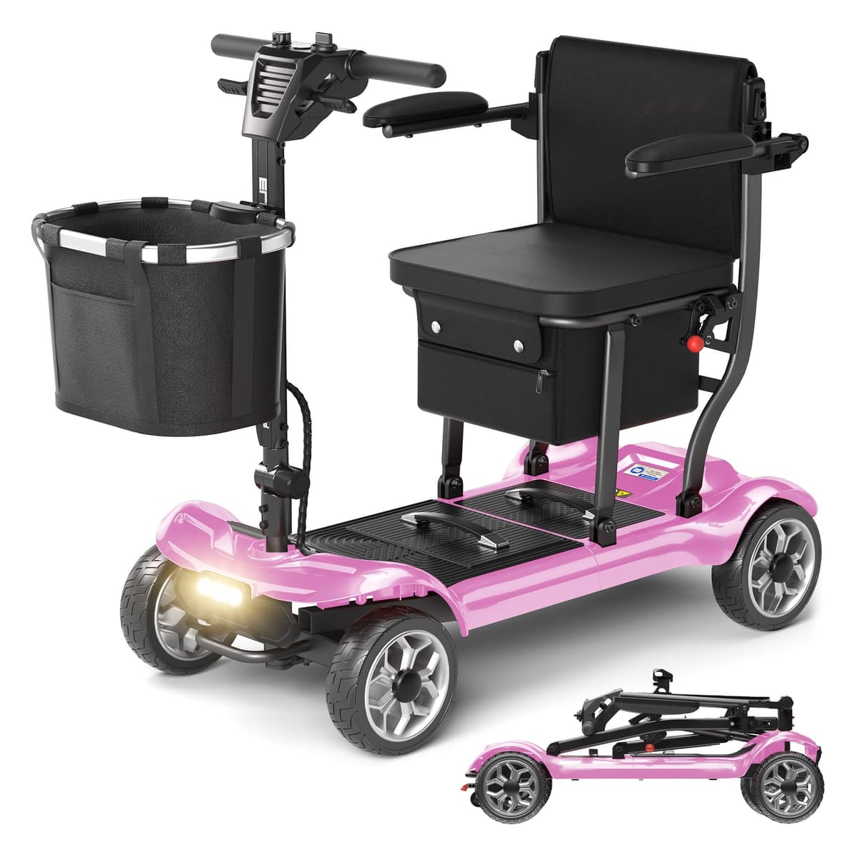 Sugogo Scooter Eléctrico Plegable Ligero - Baterías Duales 24.8 mi, 43lb, Pink MS-985-02-PK