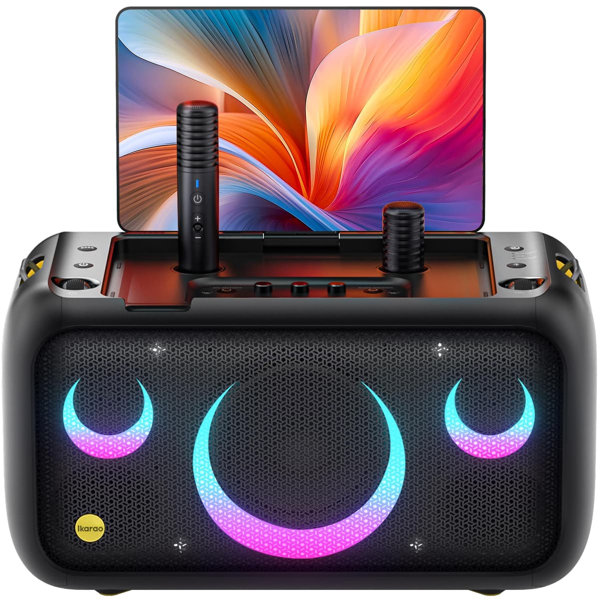 Ikarao Break X1 Karaoke Machine con Pantalla 13.3" y 2 Micrófonos Inalámbricos