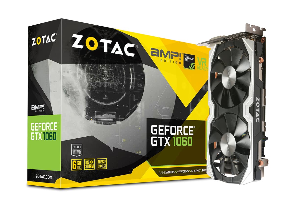 ZOTAC GeForce GTX 1060 AMP Edition, ZT-P10600B-10M, Tarjeta de Video para Gaming Súper Compacta 6GB GDDR5 VR Ready