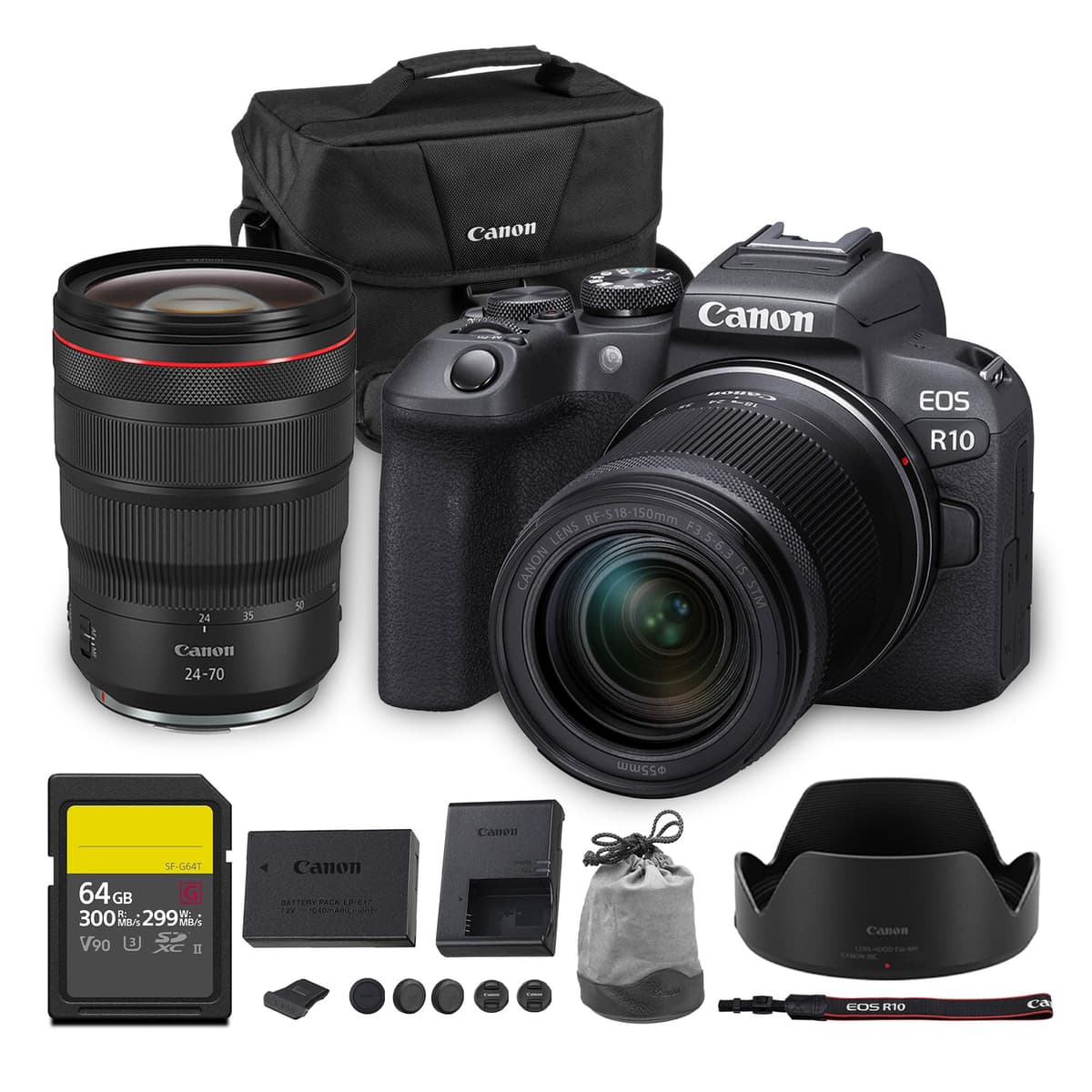 Canon EOS R10 Mirrorless Camera Kit con RF-S 18-150mm + RF 24-70mm + 64GB + Bolsa 5331C016_EDIPL_5