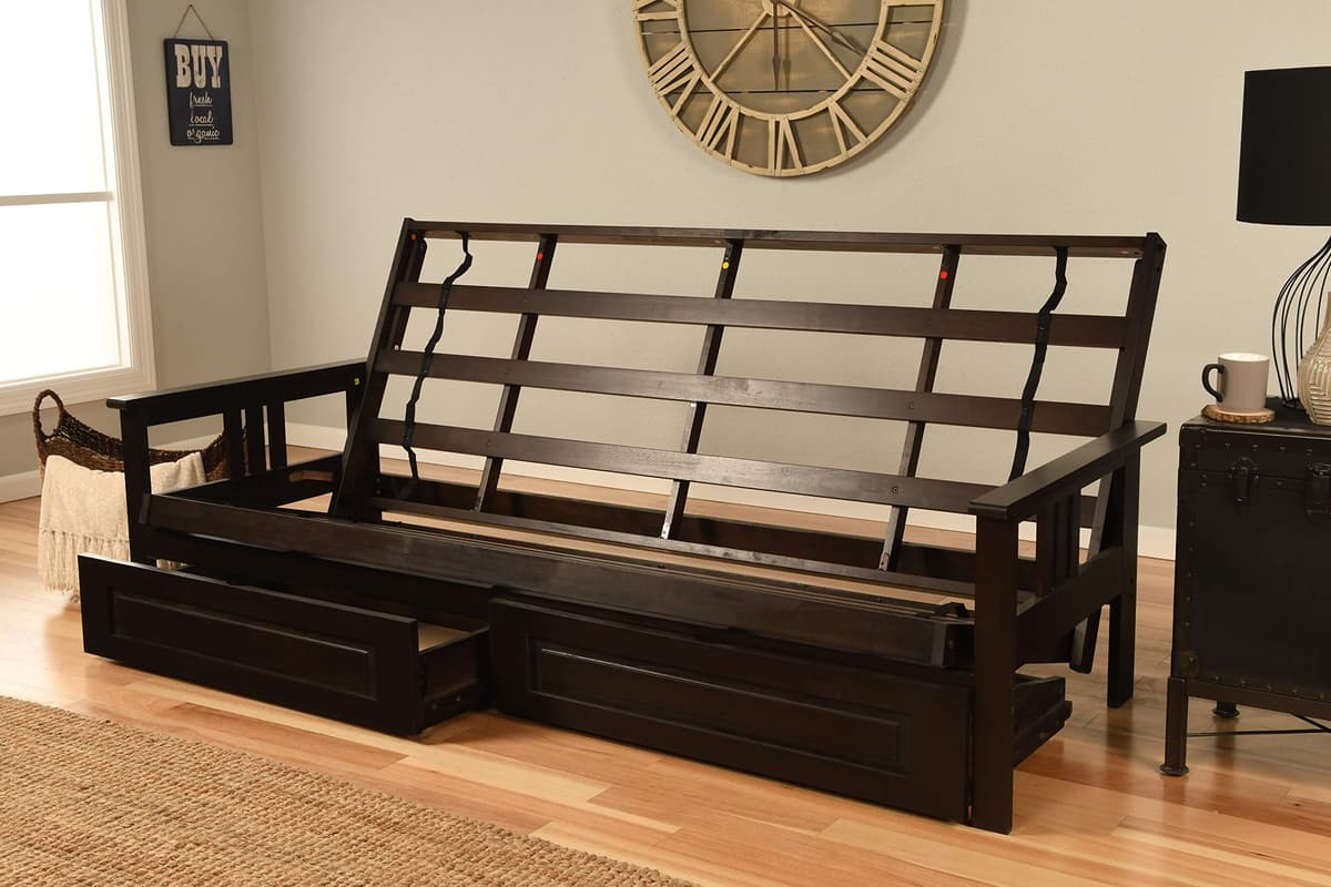 Kodiak Furniture Monterey Futón Queen con Cajones de Almacenamiento, Acabado Espresso KFQMODEPFRAMESET3