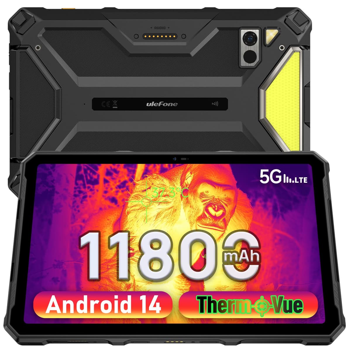 Ulefone Armor Pad 4 Ultra Tablet Rugerizada con Imagen Térmica 5G, 16GB + 256GB/Expansión hasta 2TB, Android 15, Pantalla Corning 2K de 10.36", IP68/69K, 11800mAh (33W), Carga en Dock 10W, 50MP + 32MP, Luces LED de 1100LM us-armpad4ut