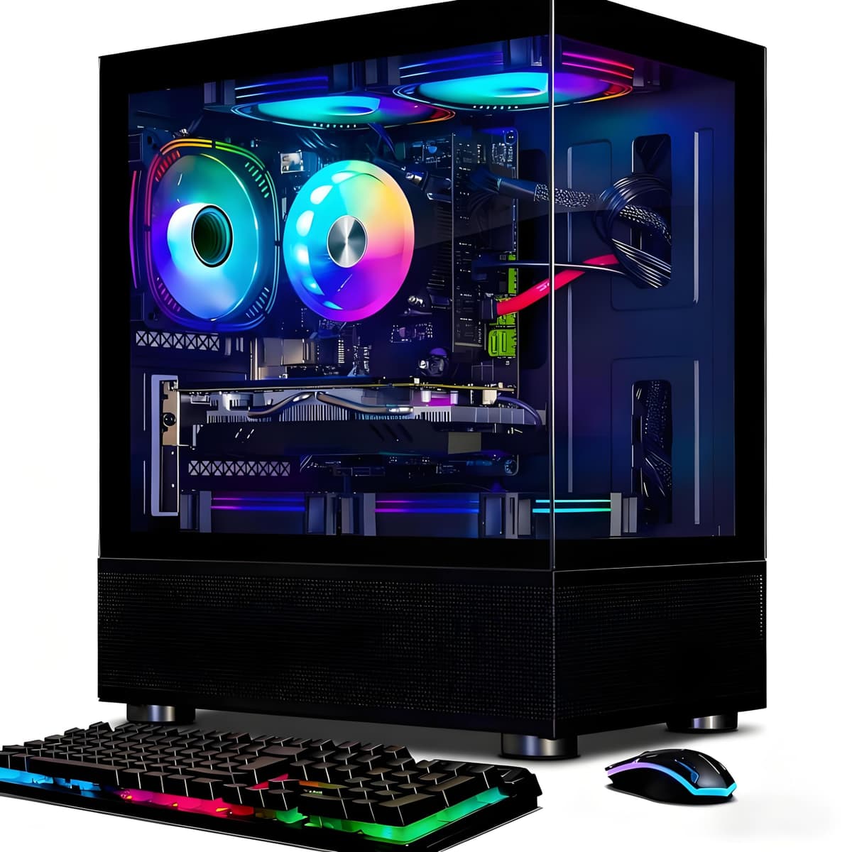 Computadora de Escritorio Gaming STGAubron, Radeon RX 580 16GB, Intel 10ª Gen G5905 3.5GHz, 16GB RAM, 512GB SSD, WiFi 6, BT 5.0, 5 Ventiladores RGB, Windows 11 Home ABR0324