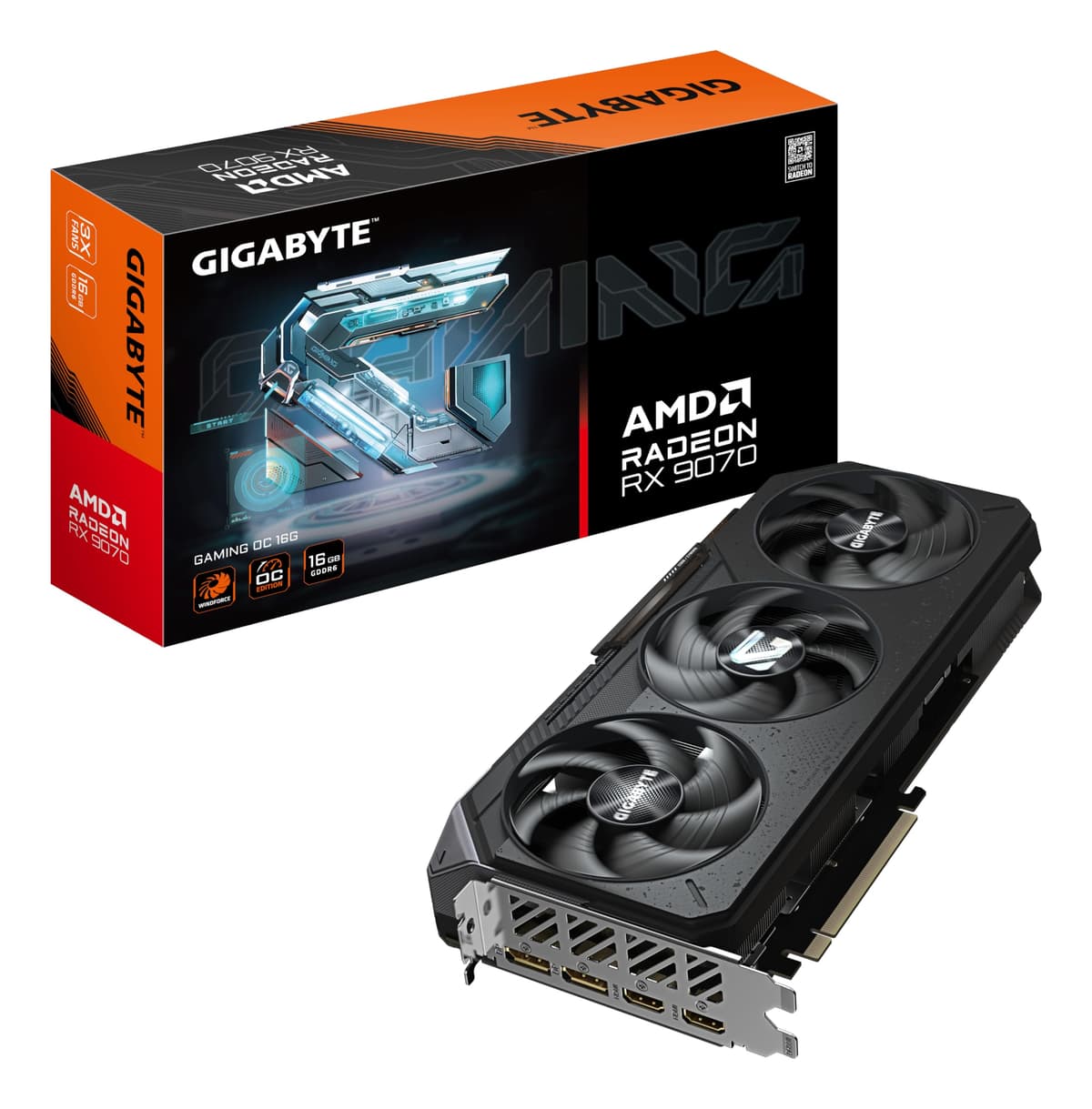 Gigabyte Radeon RX 9070 Gaming OC 16G Tarjeta Gráfica - 16GB GDDR6,256 bits, PCI-E 5.0, 2700 MHz Reloj de Núcleo, 2 x DisplayPort, 2 x HDMI, GV-R9070GAMING OC-16GD