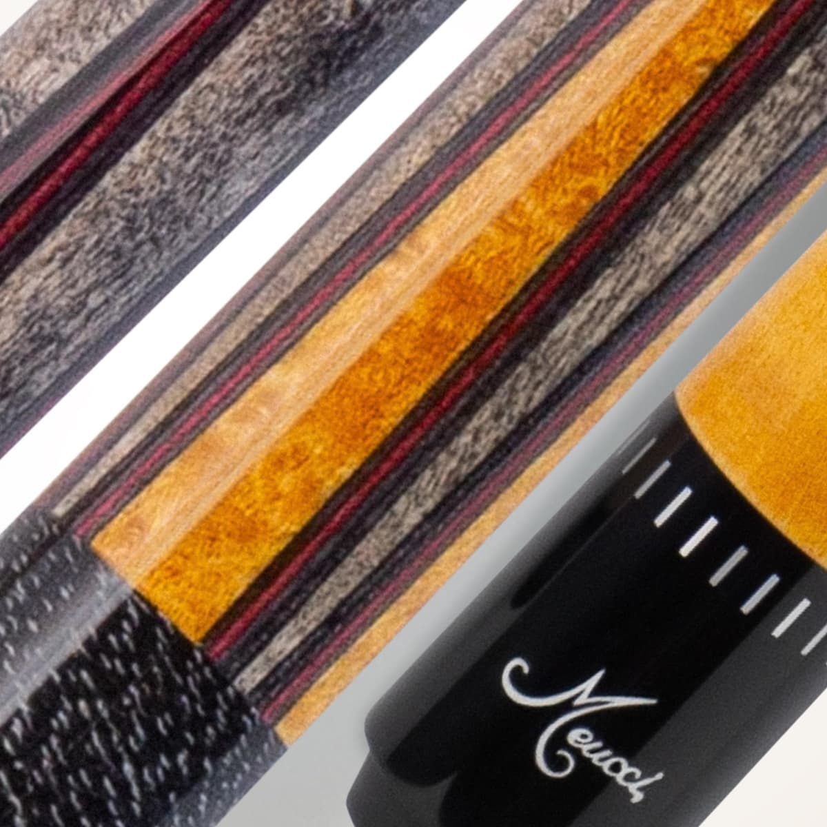 Meucci Pool Cue SW Bar Box 1 - Palo de Pool con antebrazo teñido y puntos de Curly Maple