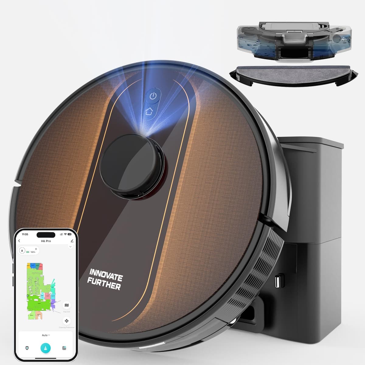 AZQQ Robot aspirador y trapeador H6 Pro con autovaciado, navegación LIDAR y control por app/Alexa
