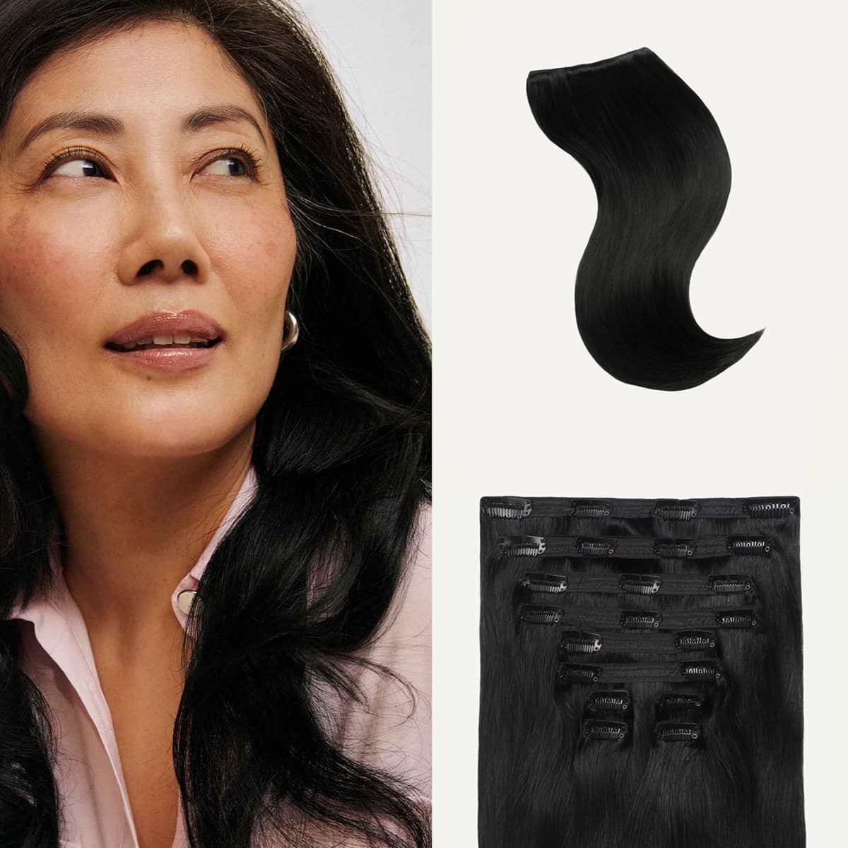 Luxy Classic Clip-In 24" Jet Black 240g - 10 piezas 100% Remy Human Hair 24-240g-Color1
