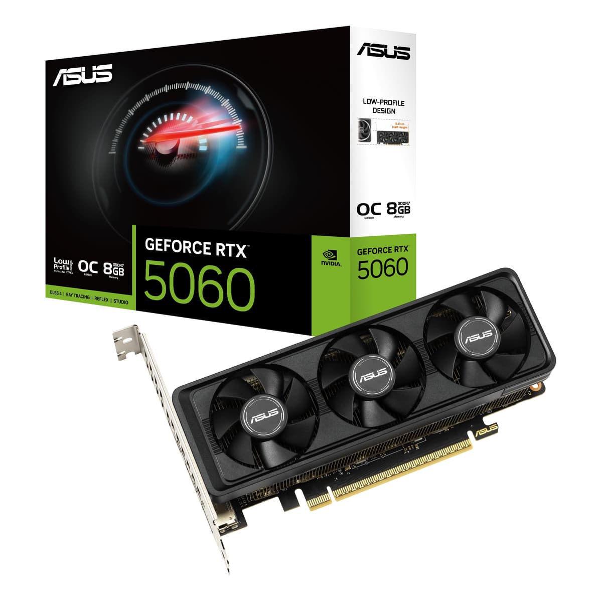 ASUS Tarjeta de Video GeForce RTX 5060 LP BRK 8GB GDDR7 Edición OC (PCIe 5.0, 8GB GDDR7, HDMI/DP 2.1, Diseño Low-Profile, Resistencia al Polvo IP5X) RTX5060-O8G-LP-BRK