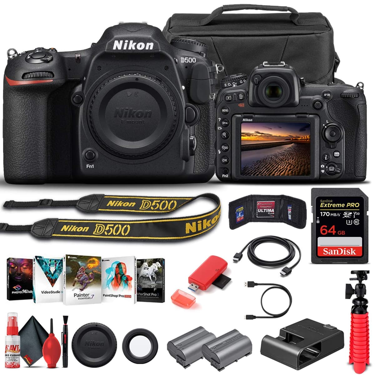 Nikon D500 DSLR (cuerpo) + 64GB + estuche y accesorios (Renewed) 1559_EDI6RE_1