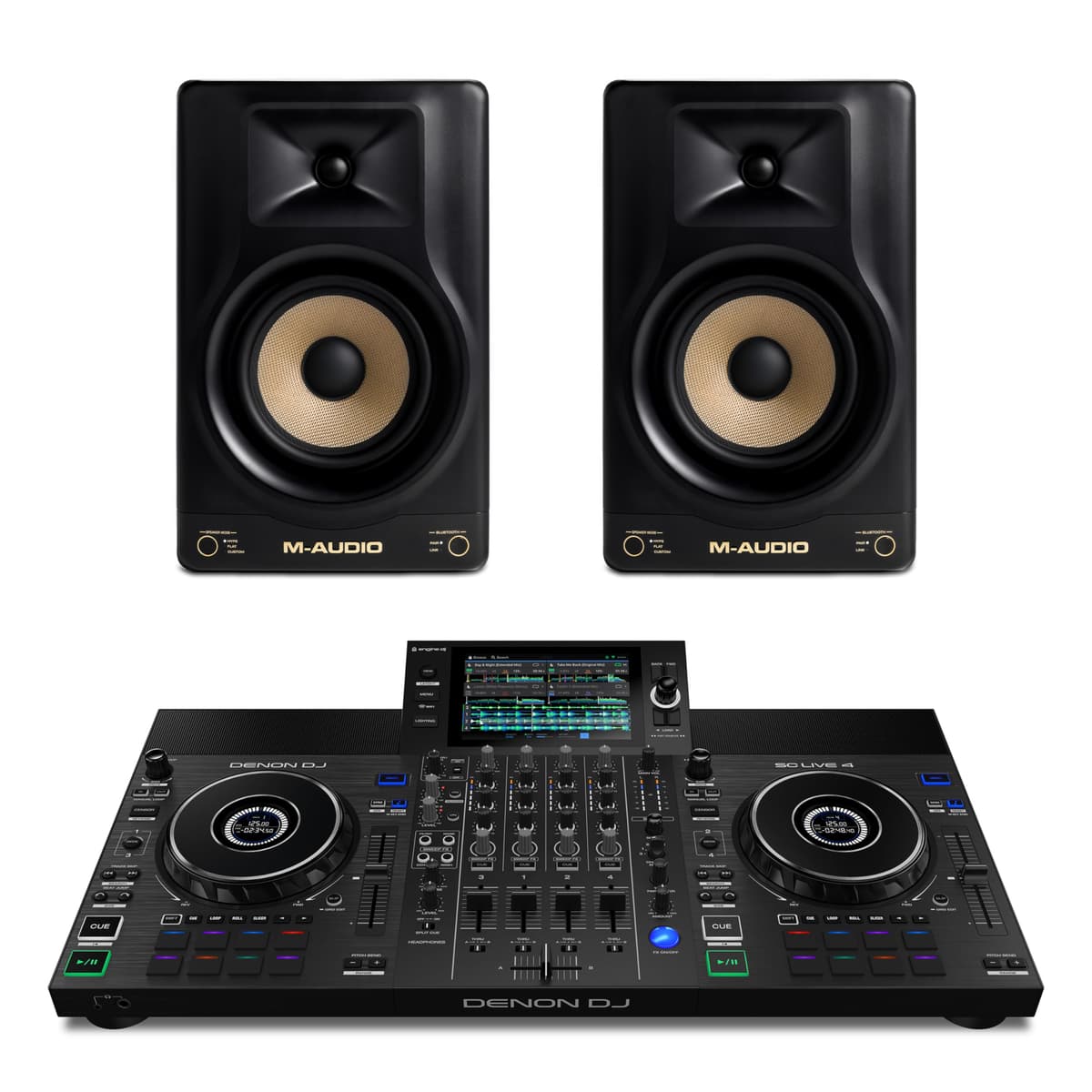 Denon DJ SC Live 4 + M-AUDIO Forty Eighty - Bundle DJ y monitores de estudio