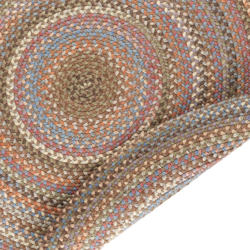Super Area Rugs Cherry Hill Alfombra Trenzada de Lana Suave - Hecha en USA - Mocha Multi - 7' Redonda RHO-CH37R084X084