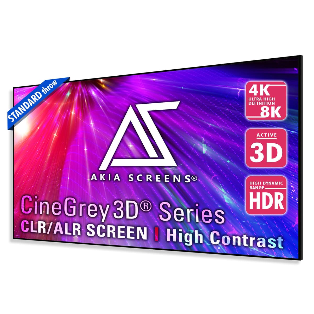 Pantalla fija ALR Akia 123" 16:9 CineGrey 3D - Rechazo de luz ambiental para proyectores estándar