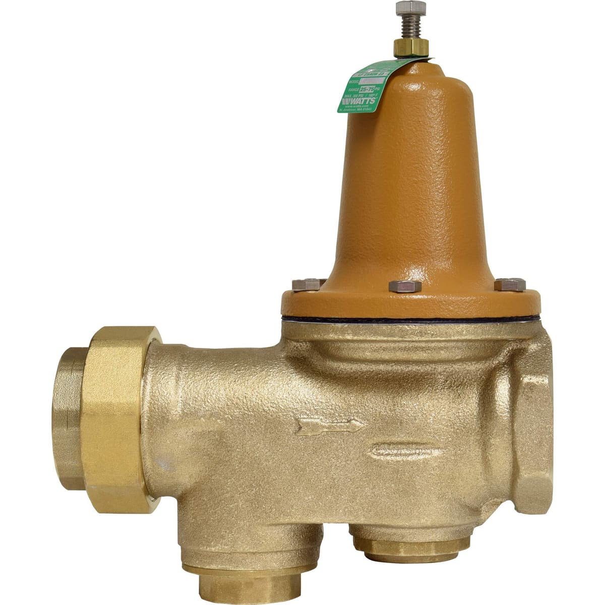 Watts LF25AUB-Z3 2" Válvula reductora de presión de agua sin plomo, unión hembra NPT x salida hembra NPT, asiento SS, ajustable 25-75 psi