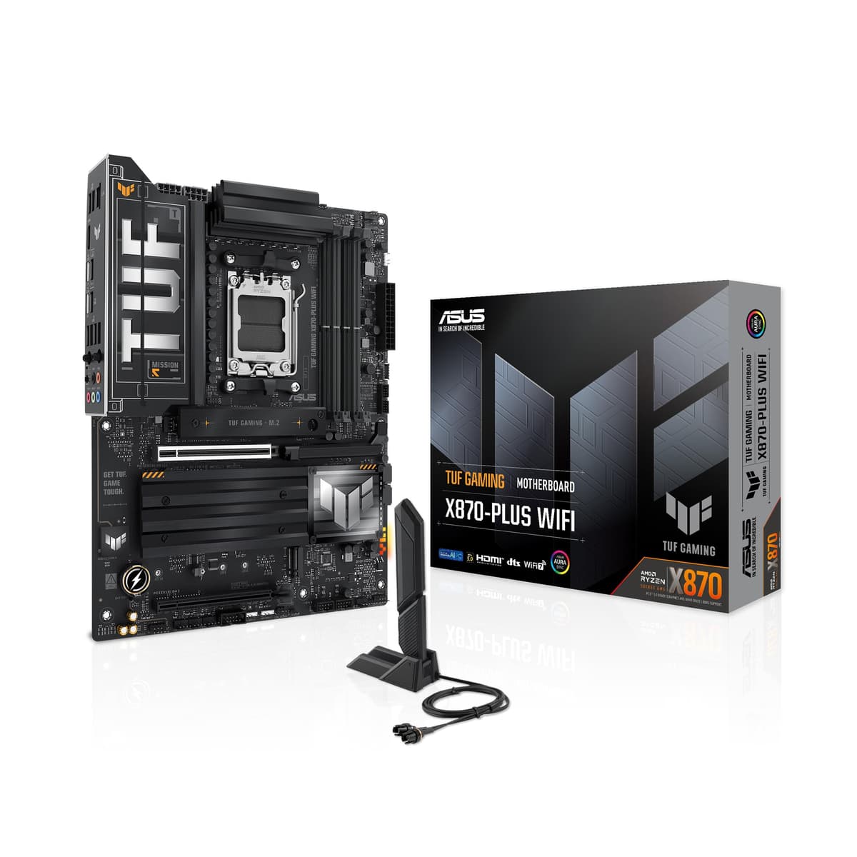 ASUS TUF GAMING X870-PLUS WIFI Placa Madre ATX, 16+2+1(80A) Power Stage, DDR5, PCIe 5.0, GPU de Próxima Generación, 4 ranuras M.2, WiFi 7, USB4 20Gbps Frontal con Carga Rápida PD, Aura Sync 90MB1IU0-M0EAY0