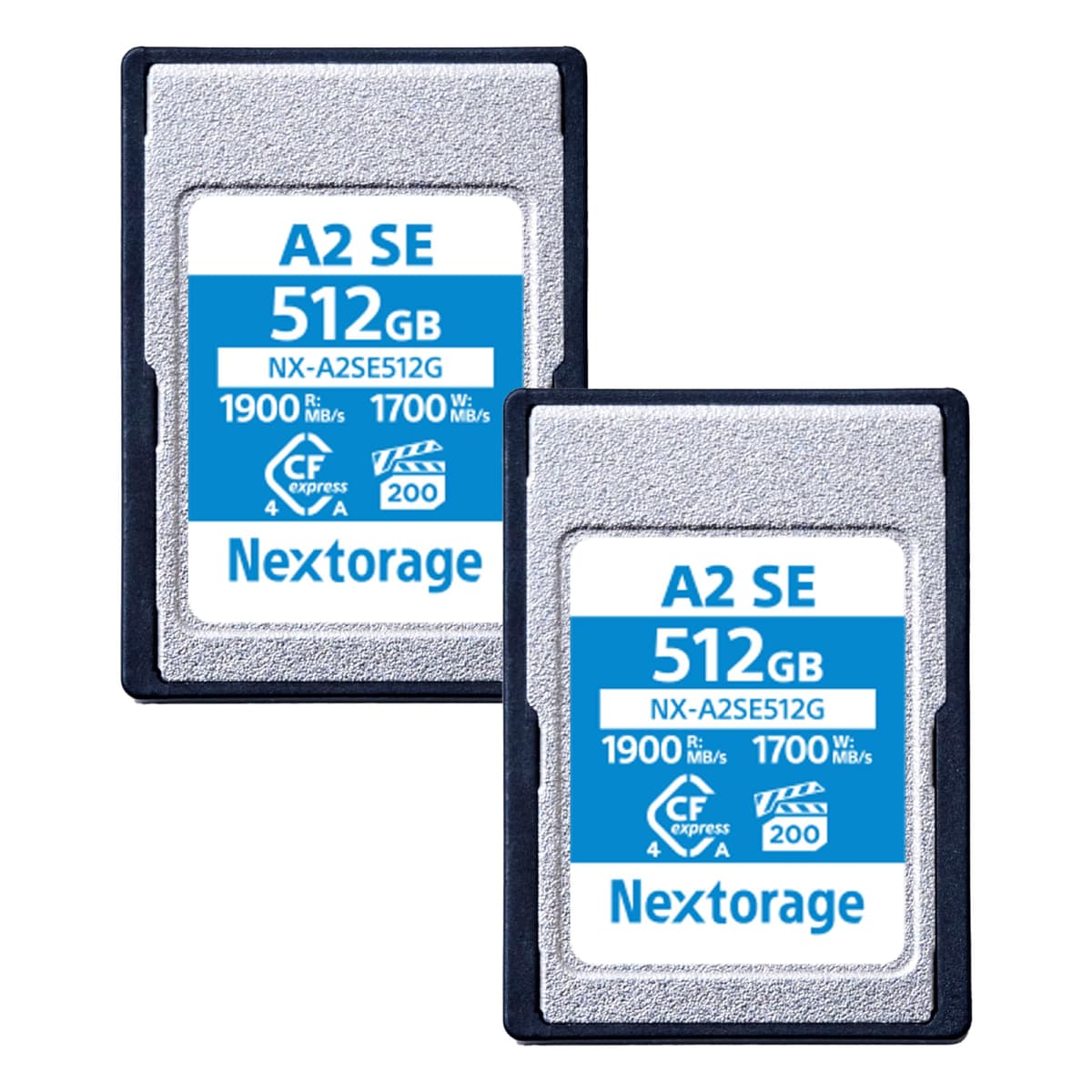Nextorage Paquete de 2 Tarjetas de Memoria CFexpress 4.0 Tipo A 512GB VPG200 Lectura Máx. 1900MB/s Escritura Máx. 1700MB/s NX-A2SE512G A2SE512G/SYM