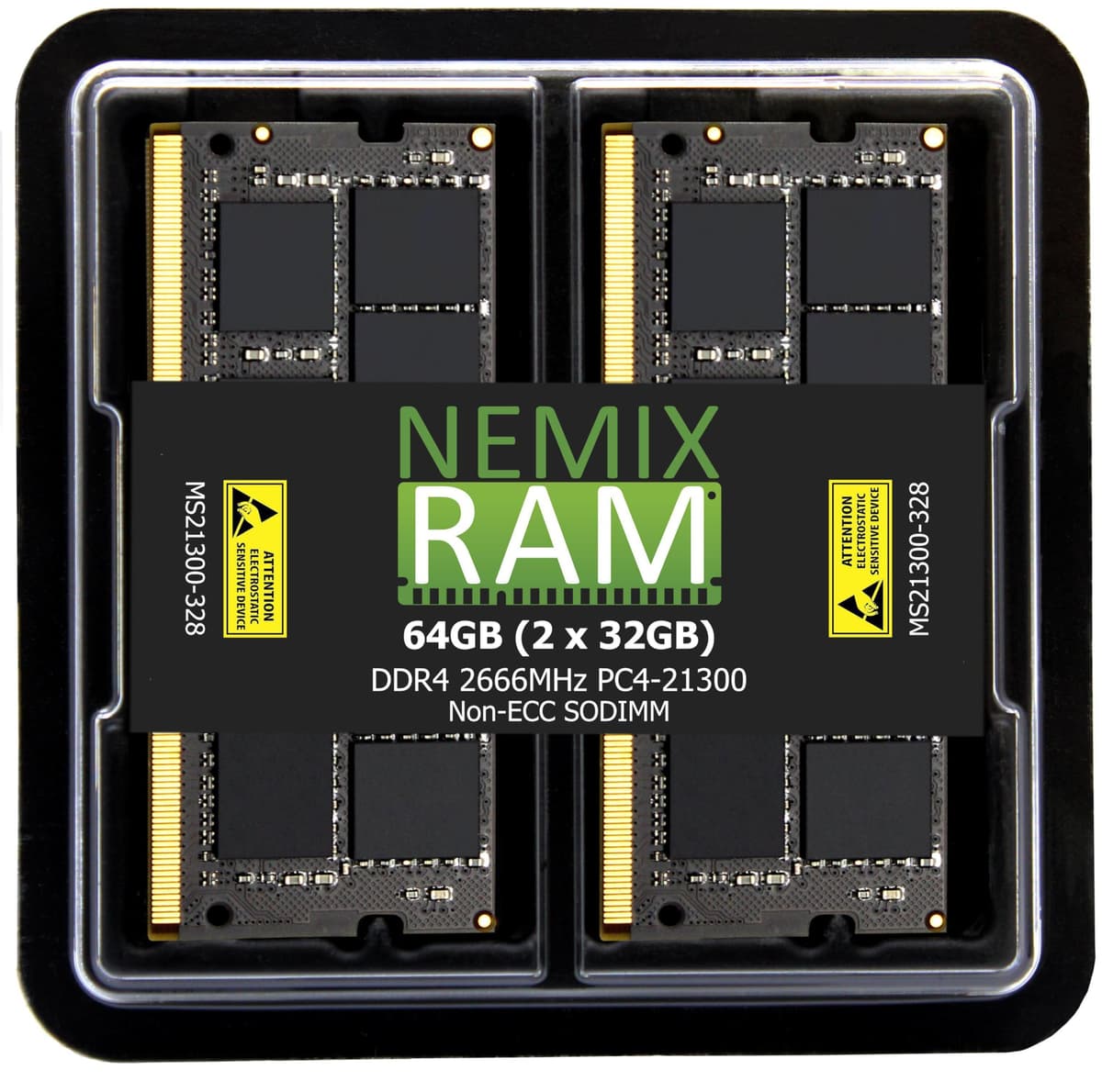 NEMIX RAM 64GB (2X32GB) DDR4 2666MHz PC4-21300 2Rx8 1.2V CL19 260-PIN Non-ECC SODIMM KIT compatible con computadoras Apple iMac y Mac mini 759170866090