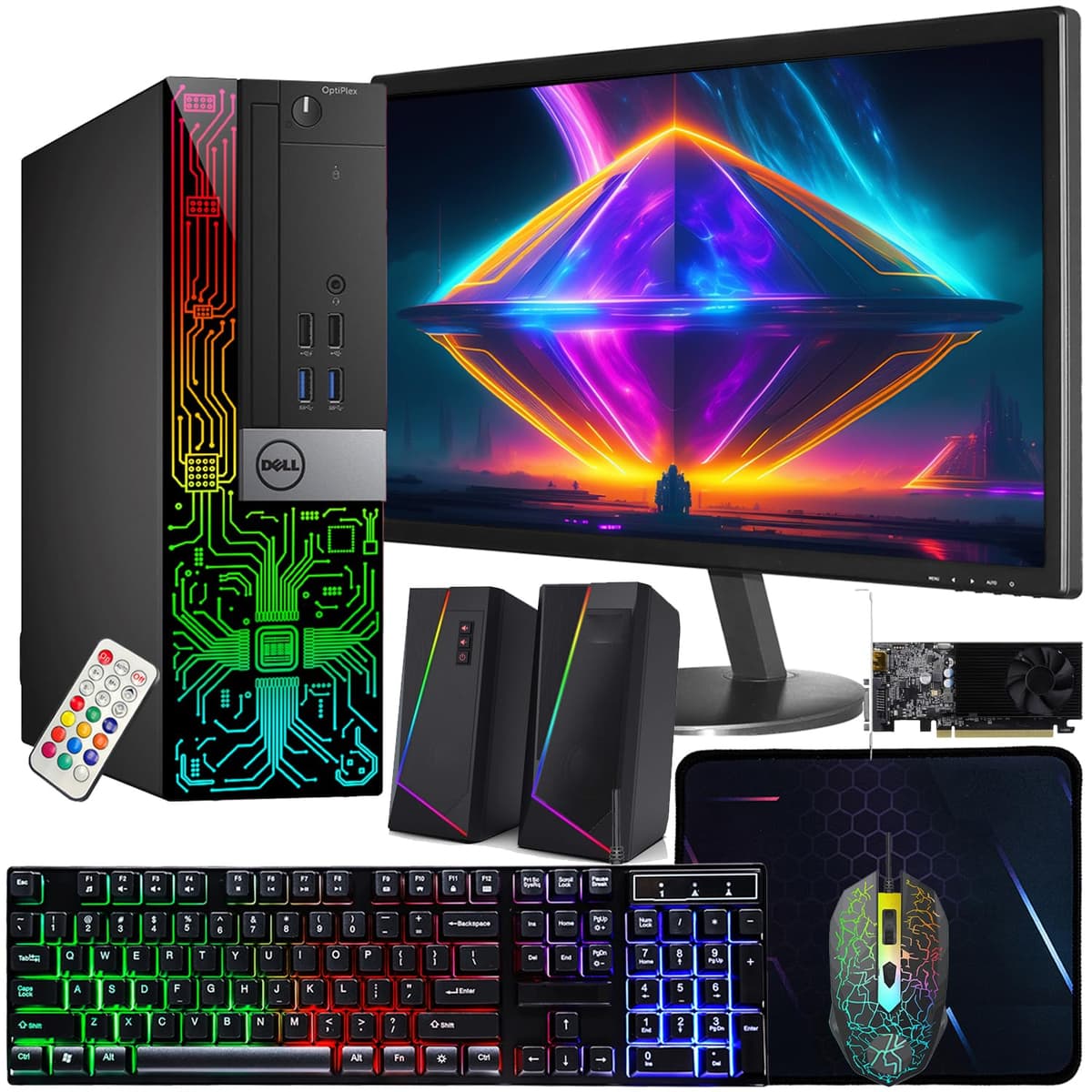 Dell OptiPlex 3060 SFF Escritorio Gamer RGB, Intel Core i5-8500, 16GB RAM, 512GB NVMe, 1TB HDD, Monitor HDMI 22 pulgadas, GeForce GT 1030 2GB GDDR5, Windows 11 Pro
