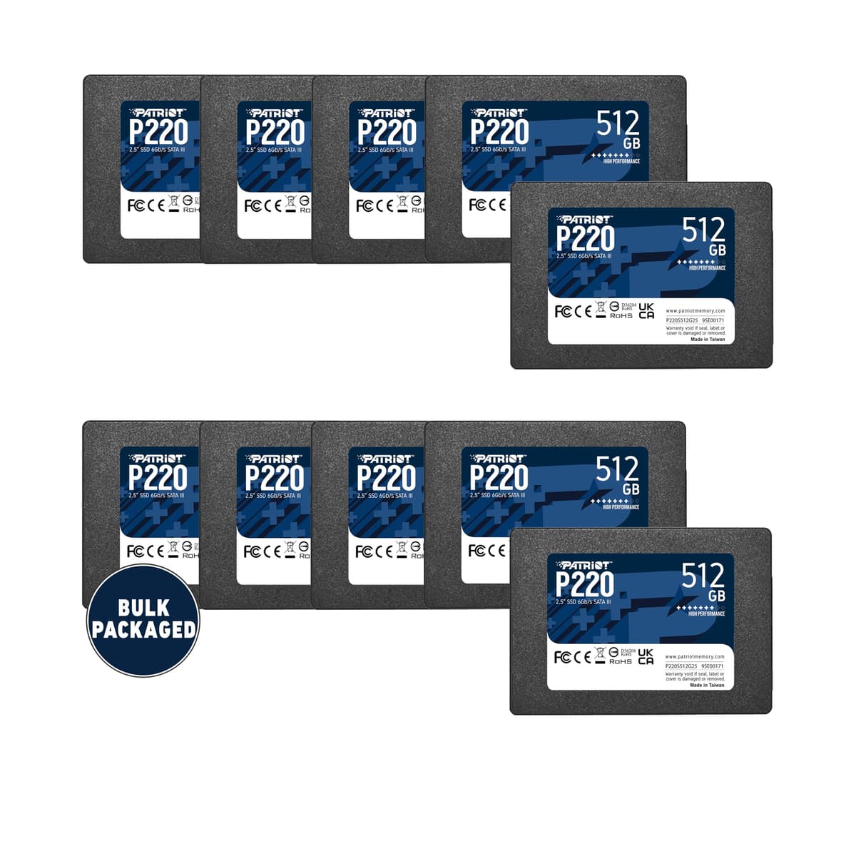 Patriot P220 512GB SSD SATA III 2.5" - Pack a granel x10 P220S512G2510B