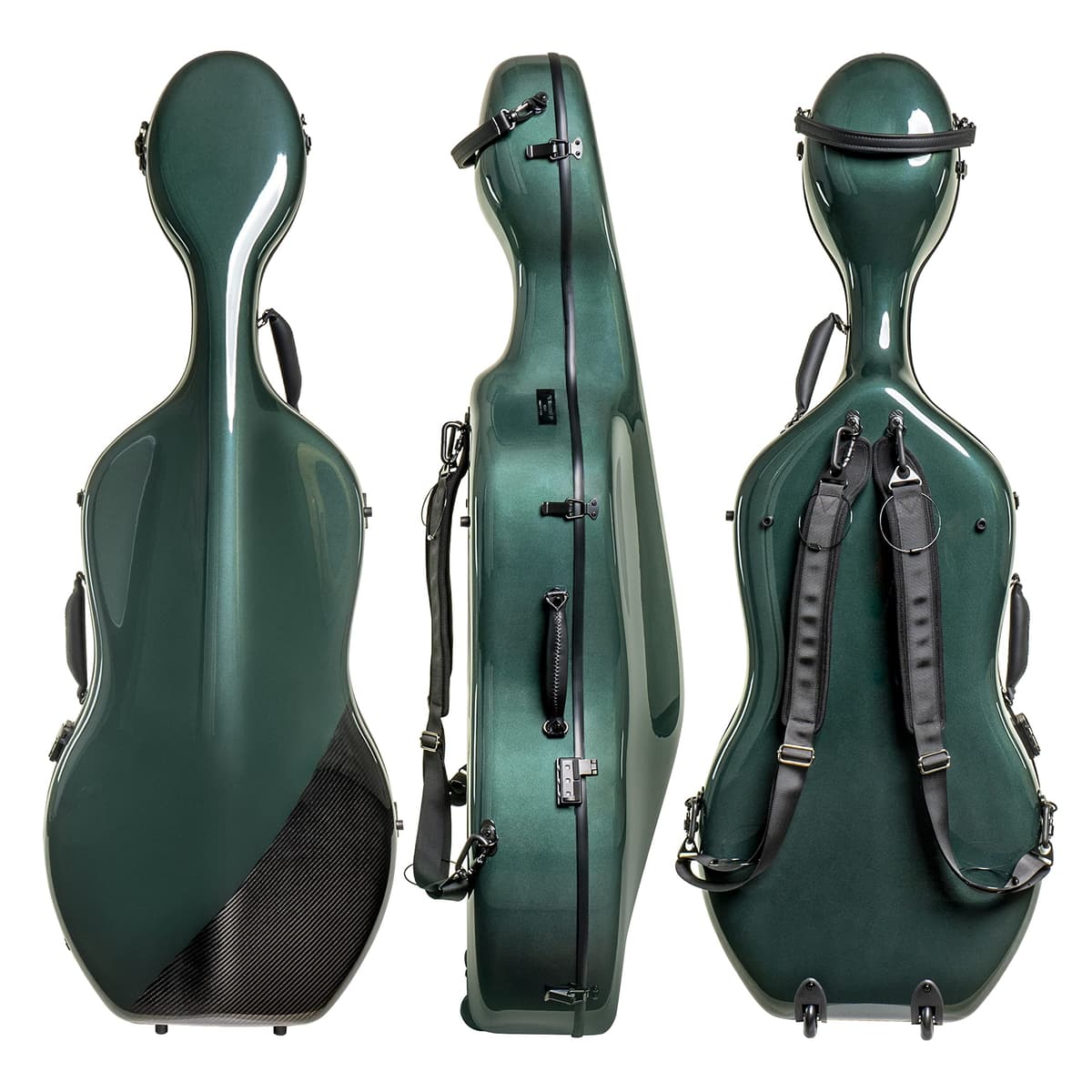 M MI & VI MI&VI CC-9001 Funda de Cello 4/4 Fibra de Carbono con Ruedas (Dark Green V2)