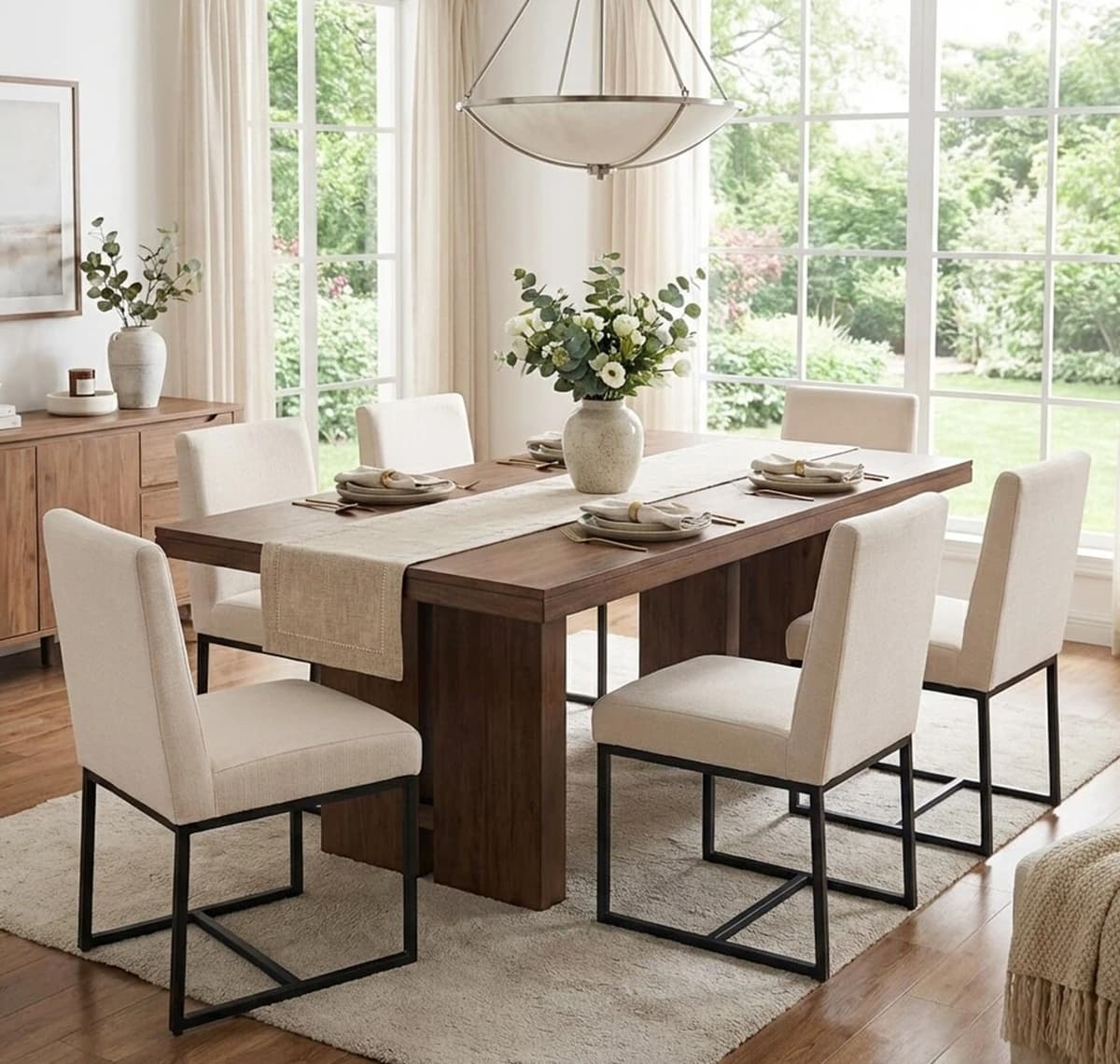 VESCASA Juego de 6 Sillas de Comedor Tapizadas en Lino con Estructura Negra, Estilo Mid Century 0ed568e9-f108-4035-9878-798b7a5a795f