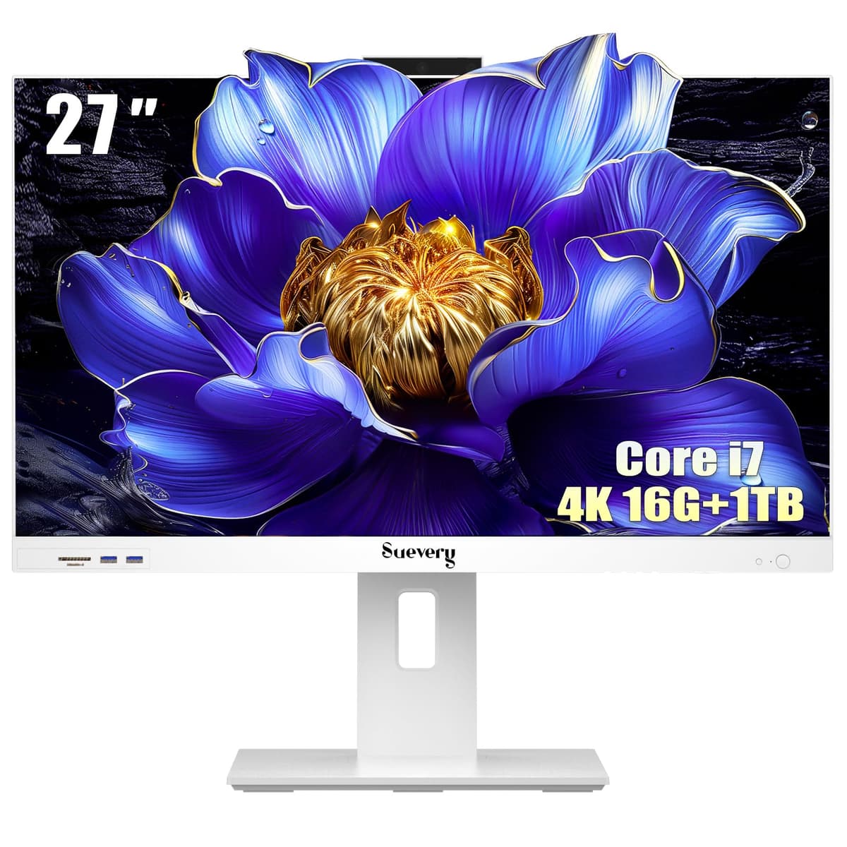 suevery All-in-One de 27" 4K (3840x2160) para escritorio, pantalla UHD de 27" para oficina en casa, Core i7-13620H, 16GB DDR4 RAM, SSD M.2 PCIe 1TB, Wi-Fi 6, mouse y teclado incluidos I22X W1-99