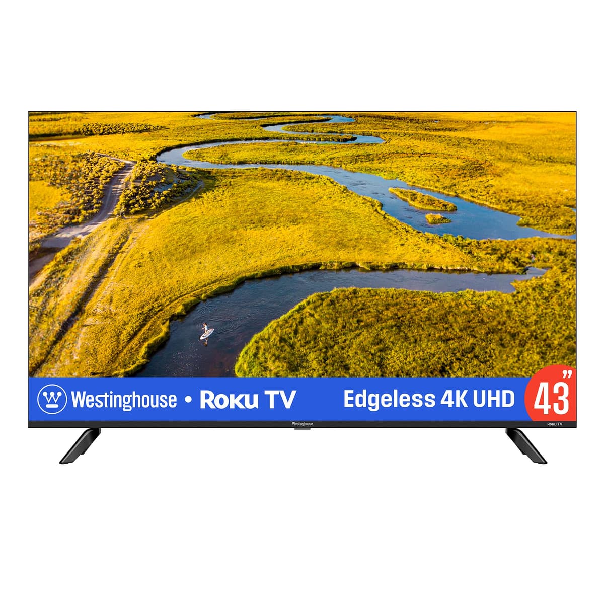 Televisor Inteligente Westinghouse Edgeless Roku - 43 Pulgadas 4K LED UHD con HDR10, Wi-Fi y Conectividad por App Móvil, Pantalla Plana Compatible con Apple AirPlay, Alexa y Google Assistant WR43EX4300