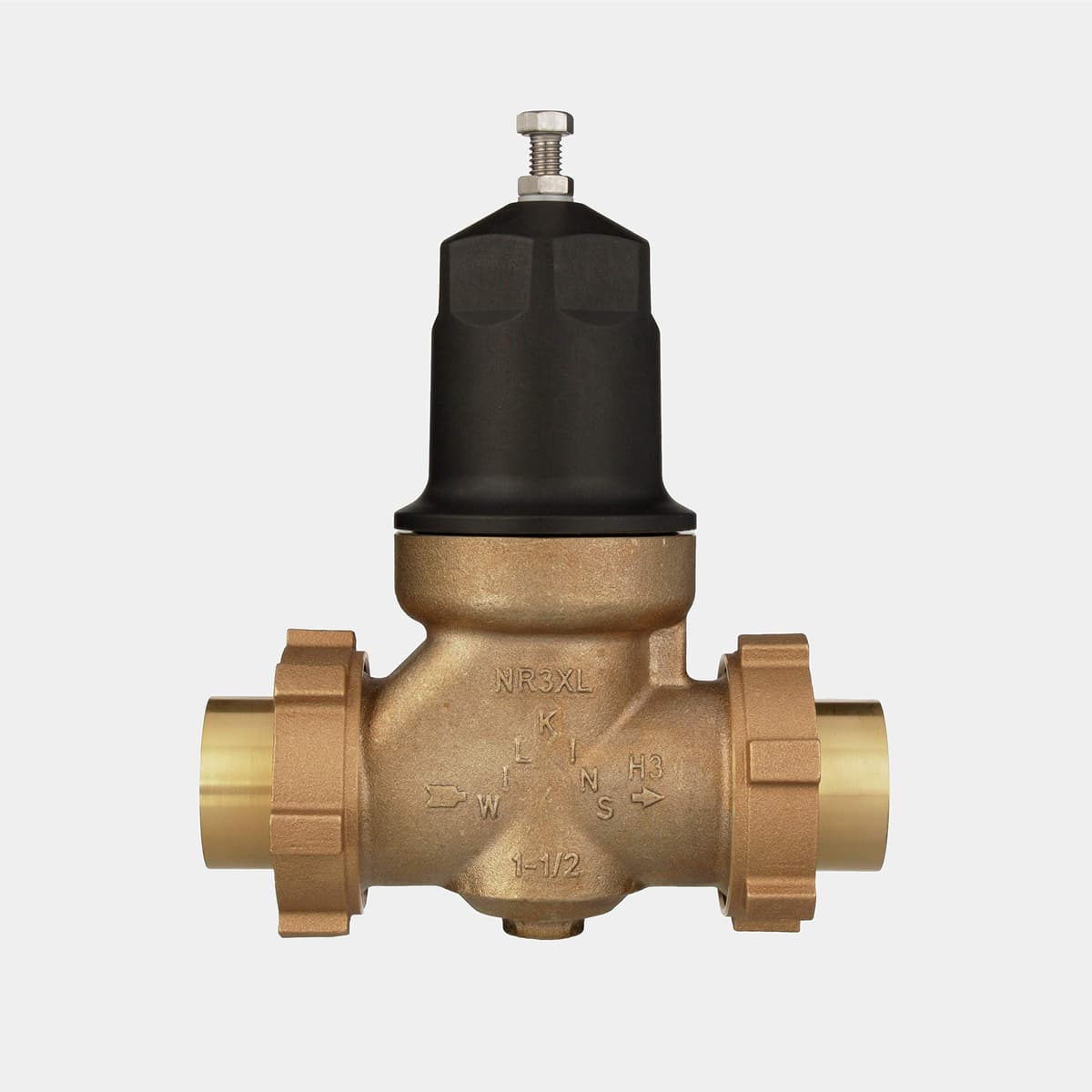 Zurn Wilkins 112-NR3XLDUC Válvula reductora NR3XL de 1-1/2" con doble unión FNPT y conexión cobre