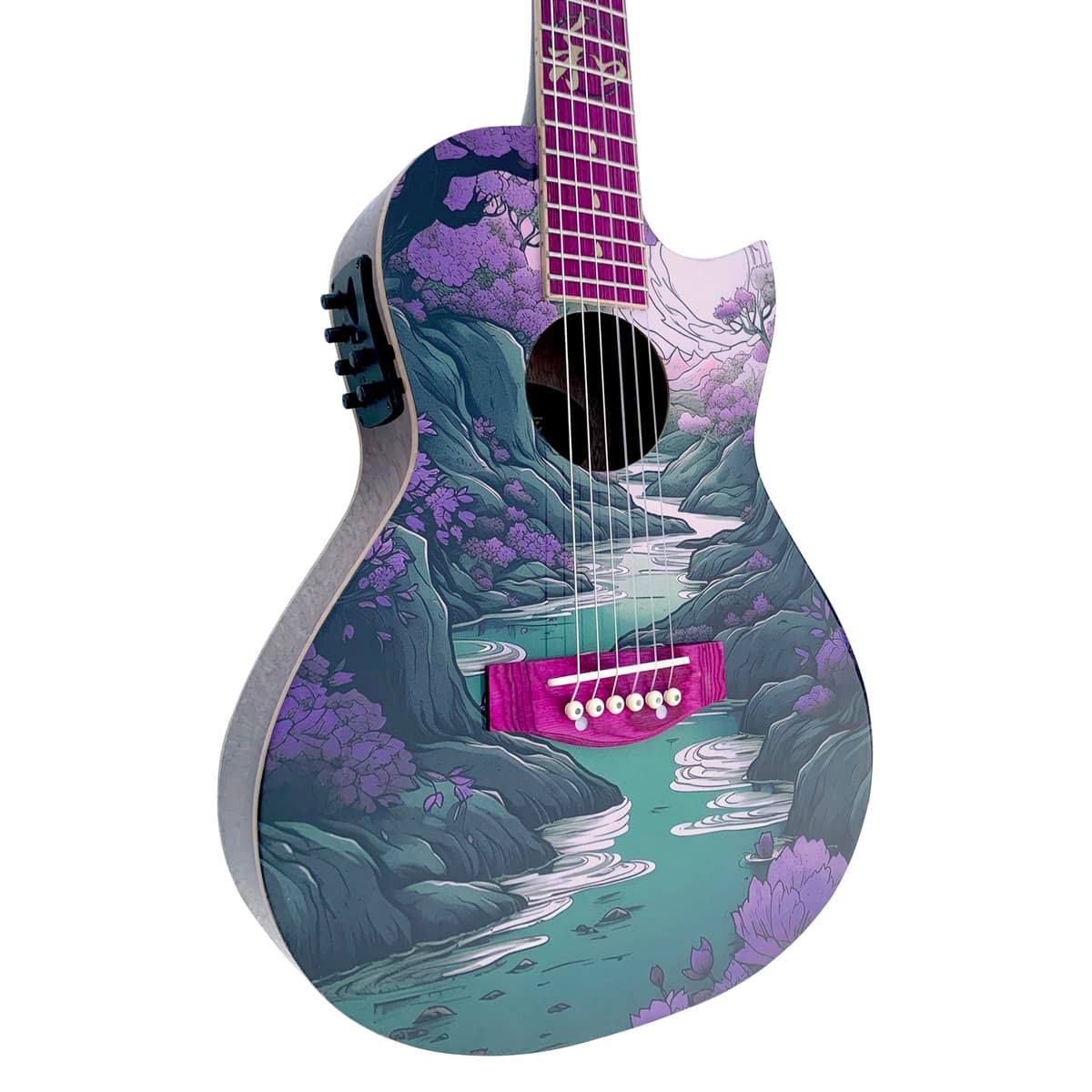 Lindo Ryokou - Guitarra de viaje electroacústica 3/4 edición especial japonesa, cuerdas nylon, preamplificador BS3M JAPAN_TRAVEL