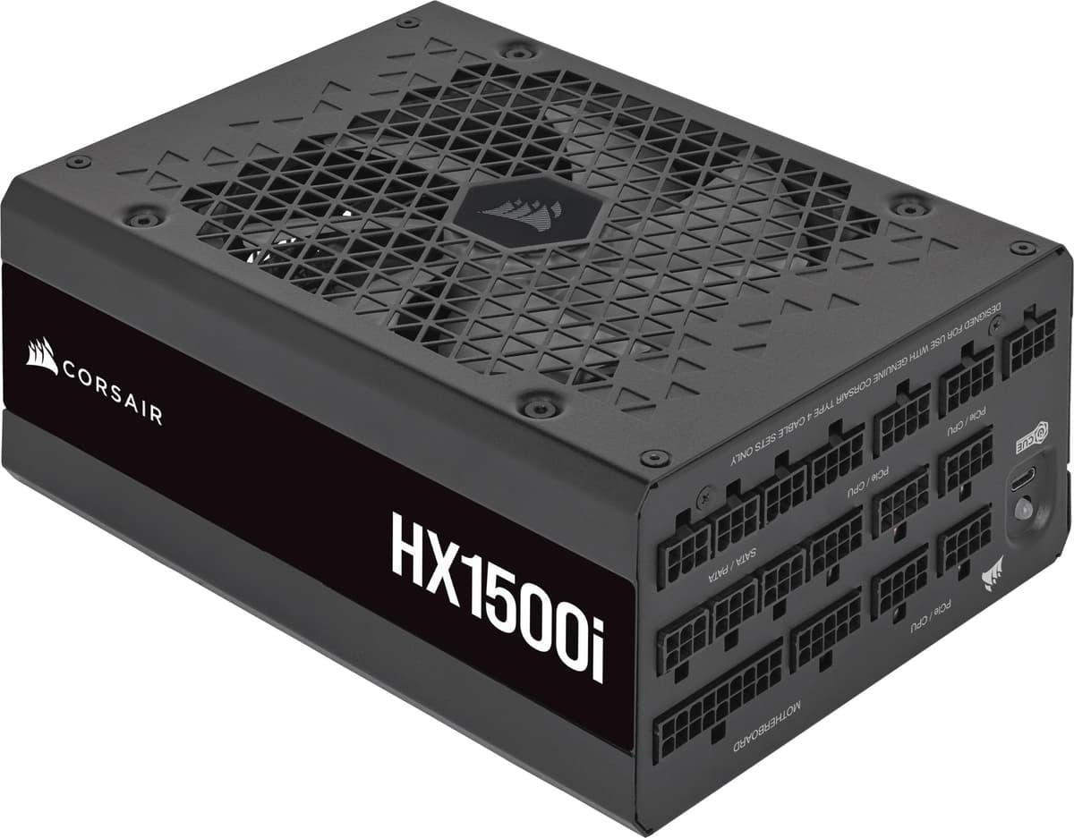 Corsair HX1500i Fuente de Poder ATX Totalmente Modular y Ultra Silenciosa - Compatible ATX 3.1 y PCIe 5.1 - Ventilador con Rodamiento de Fluido Dinámico - Compatible con Software CORSAIR iCUE - Eficiencia 80 Plus Platinum - Negro CP-9020261-NA
