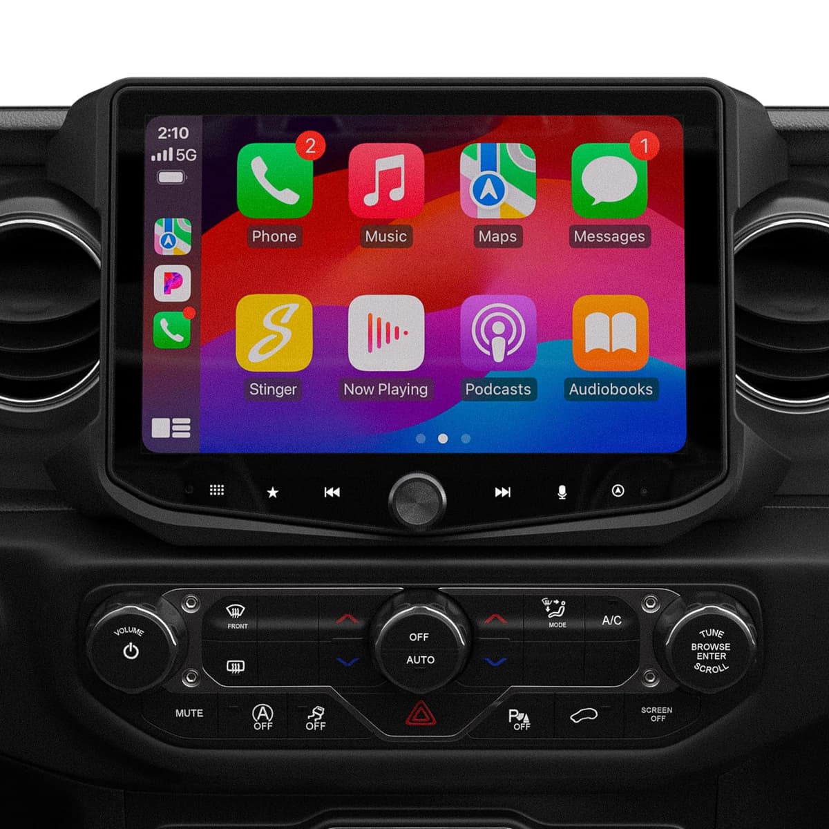 Stinger HEIGH10+ 10.1" Wrangler JL / Gladiator JT - Radio táctil HD con CarPlay/Android Auto inalámbrico, Off-Road Gauges RB10JW18HP.