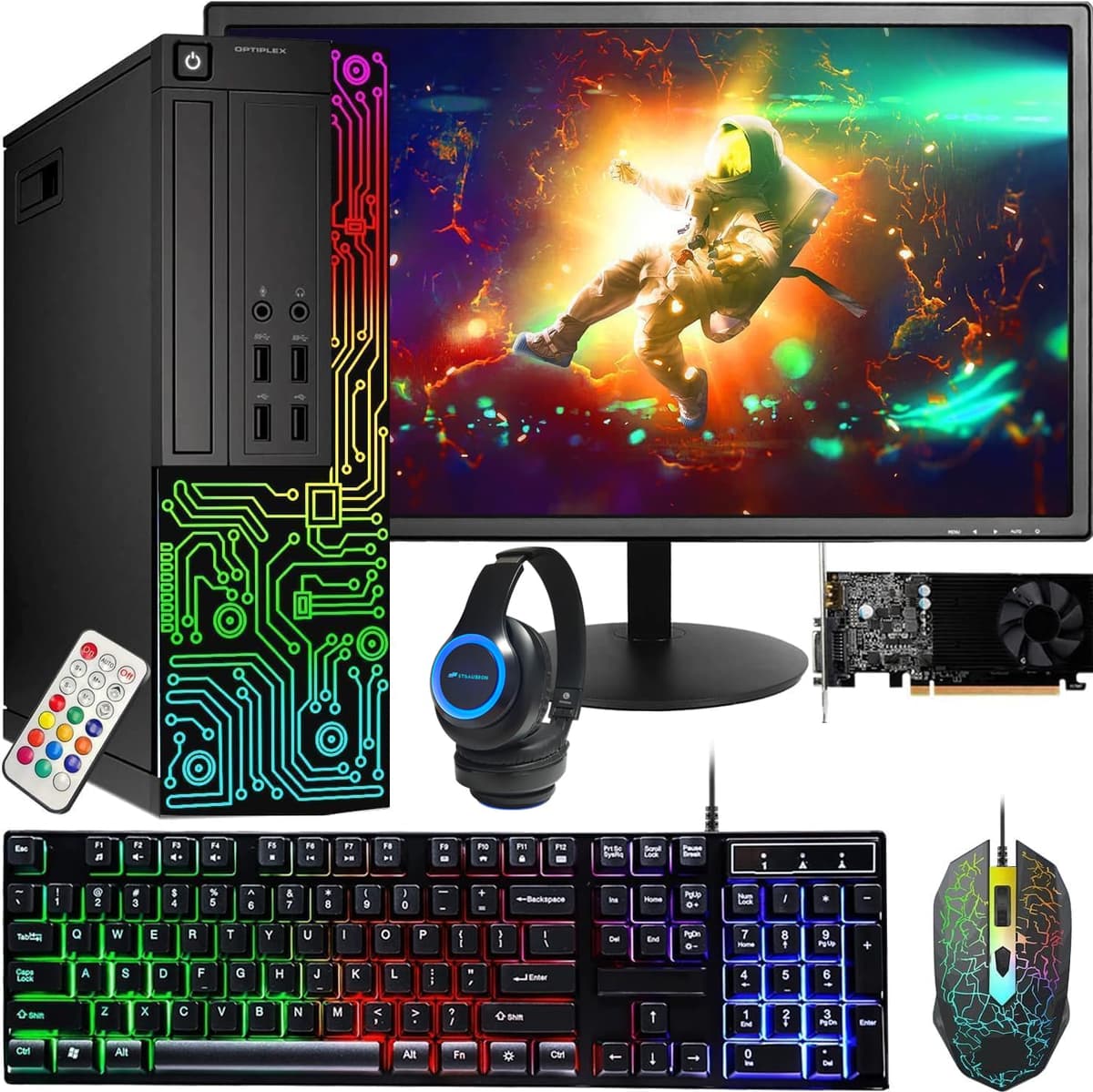 Computadora de Escritorio Gamer Dell RGB, Intel Core i5, GeForce GT 1030 2GB GDDR5, 16GB RAM, 512GB SSD, Monitor HDMI 24 Pulgadas, Teclado, Mouse y Auriculares RGB, WiFi, Windows 11 Pro (Reacondicionado) Dell G3-3479