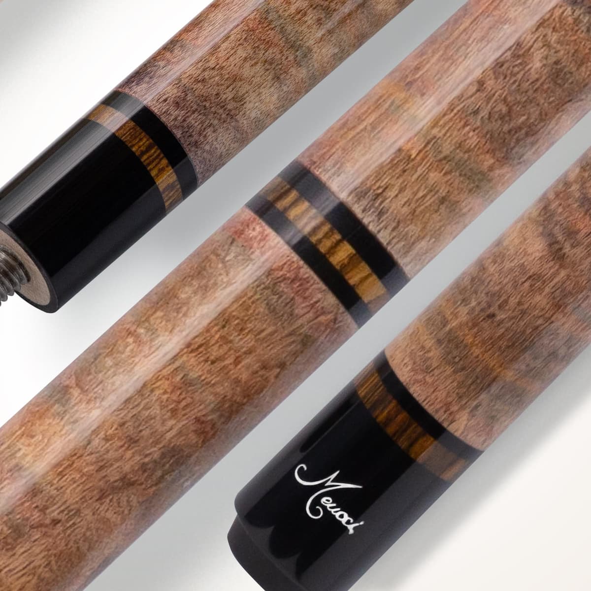 Meucci Pool Cue - All Natural Wood with Rainbow Stain - Maple Forearm y Mango de Madera Maciza, Puntas de Alto Impacto para Baja Deflexión - 19 Oz Profesional