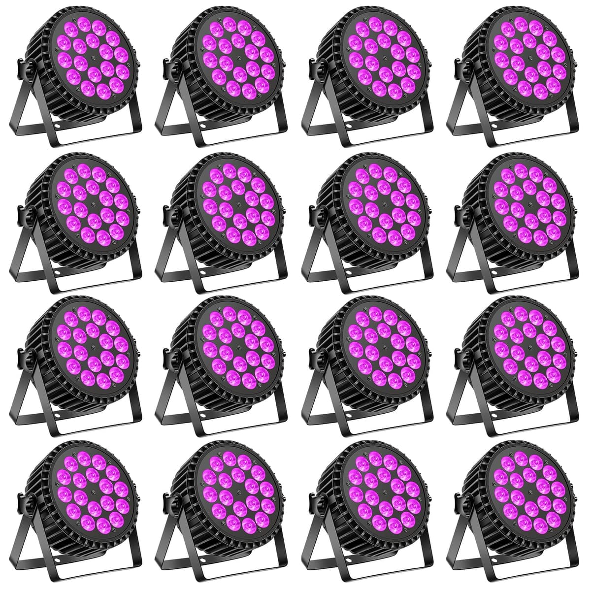 ZEMOJ Par Can LED 180W RGB+UV para escenario, control DMX y por sonido, paquete de 16 ZQ01137
