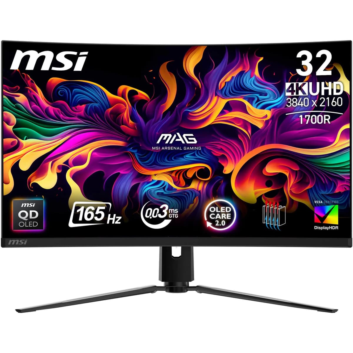 MSI MAG 321CUP QD-OLED Curved Gaming Monitor 32" 4K UHD, 1700R, QD-OLED, 165Hz, 0.03ms 9S6-3DD54T-007