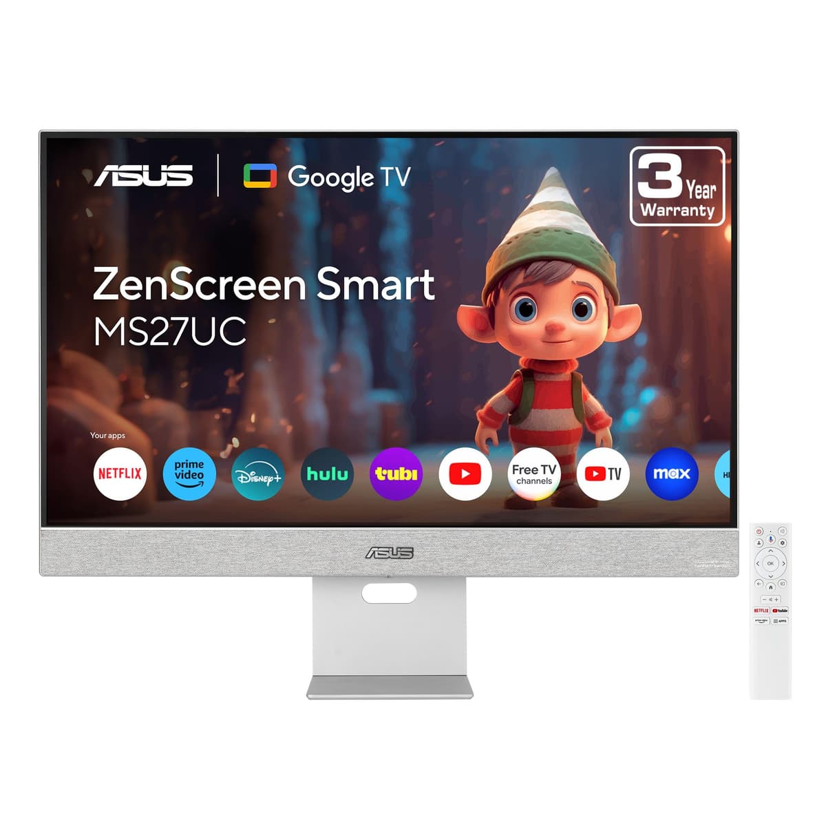 ASUS ZenScreen MS27UC 27” 4K USB-C Smart Monitor UHD IPS 99% sRGB con Google TV y audio Harman Kardon