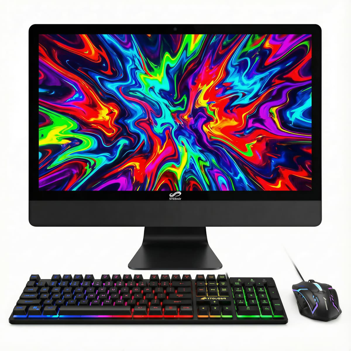 Computadora de Escritorio Todo en Uno STGSivir, Pantalla FHD 23.6", Core i5 hasta 3.7GHz, 16GB, SSD 512GB, WiFi, BT 5.0, Teclado y Mouse RGB, Webcam, Windows 11 Home 10400