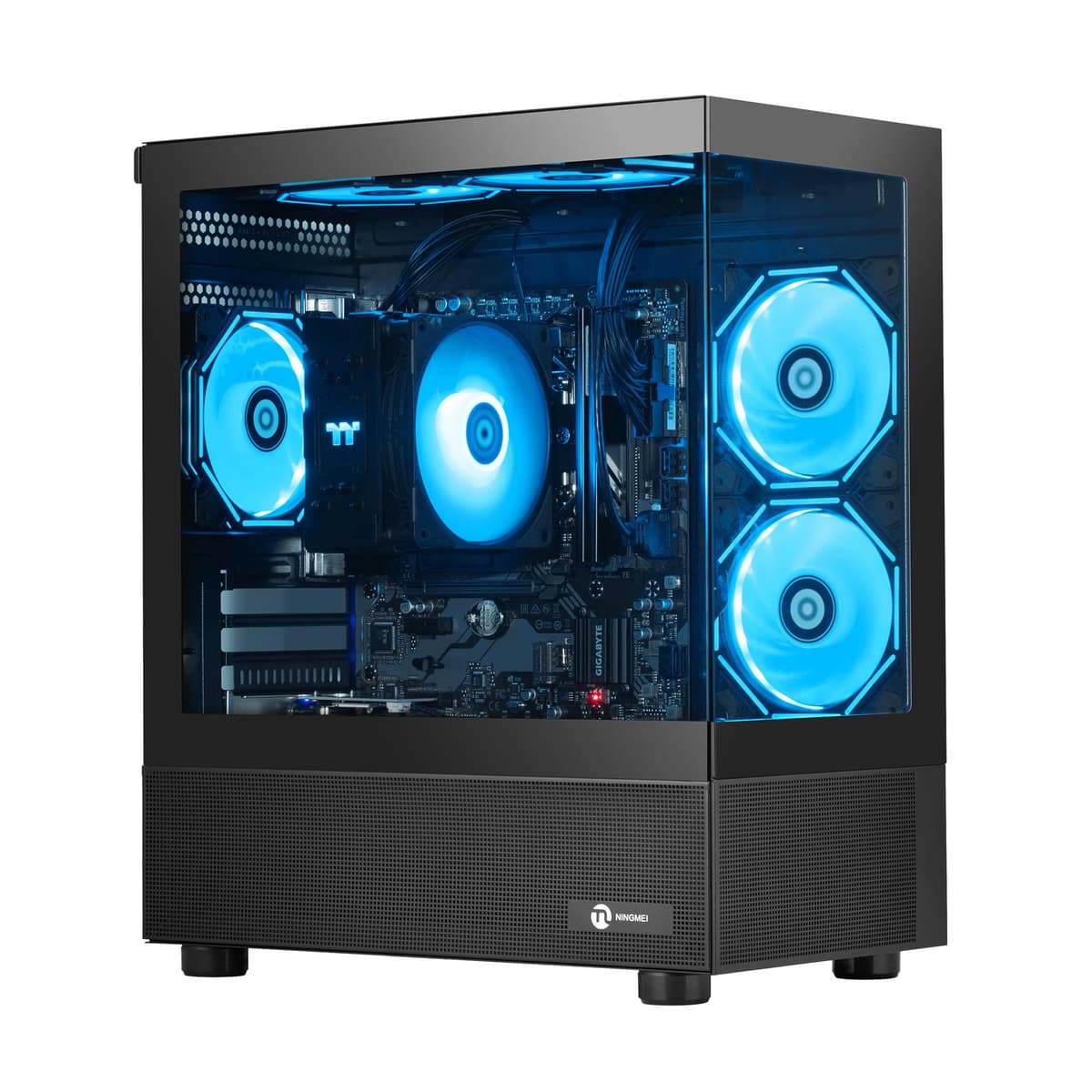 NINGMEI Computadora Escritorio Gaming PC, AMD Ryzen 5 5600GT 16GB RAM 1TB NVMe SSD, PC Torre Preconstruida con Gráficos Integrados, Fuente ATX 3.0, Ventiladores RGB, Windows 11 Home para Oficina en Casa y Estudiantes (Negro) 5600GT 1TB