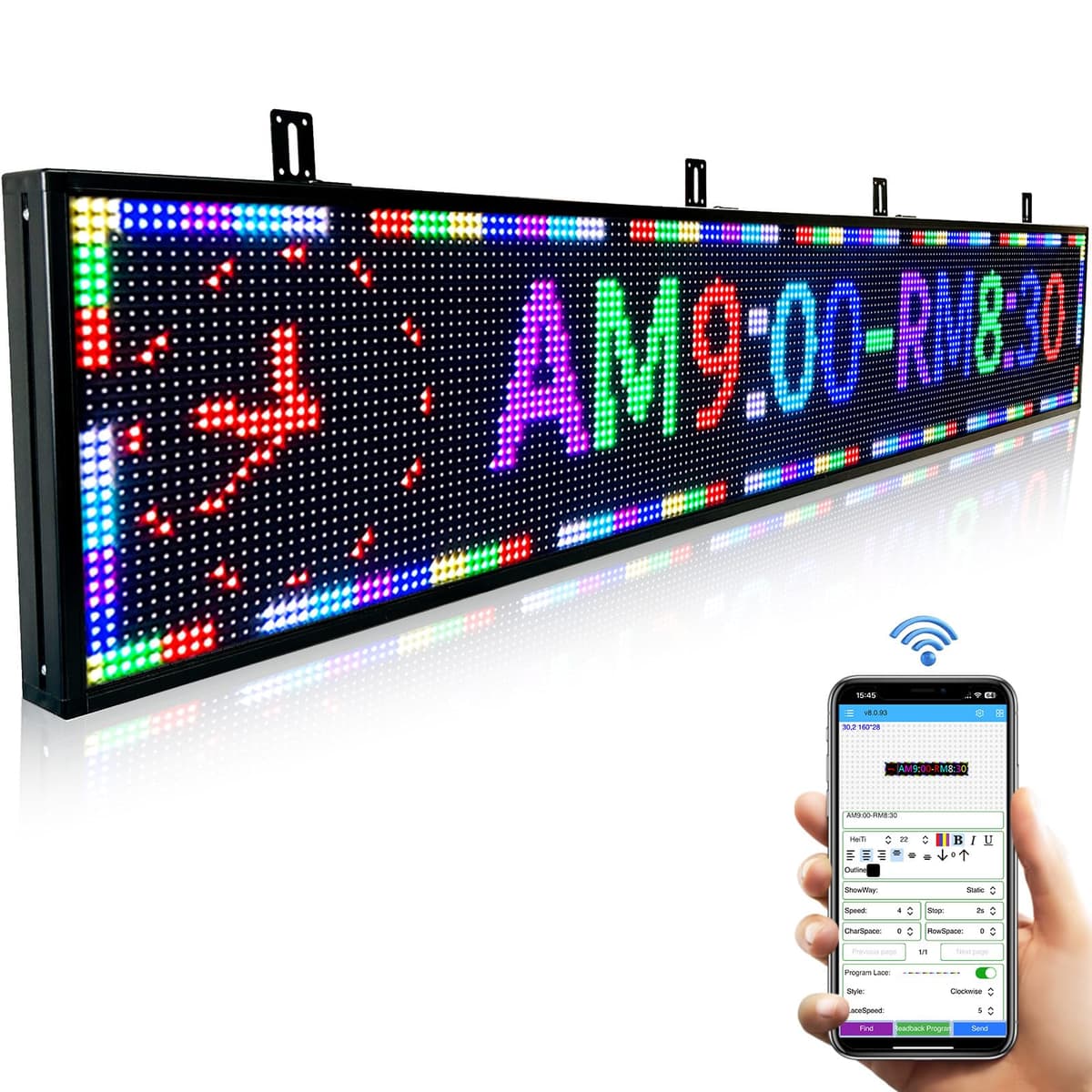 JINBLIZZARD P10 Letrero LED Programable 77"x14" Pantalla Digital Publicitaria Exterior con WiFi JBS-002-6x2