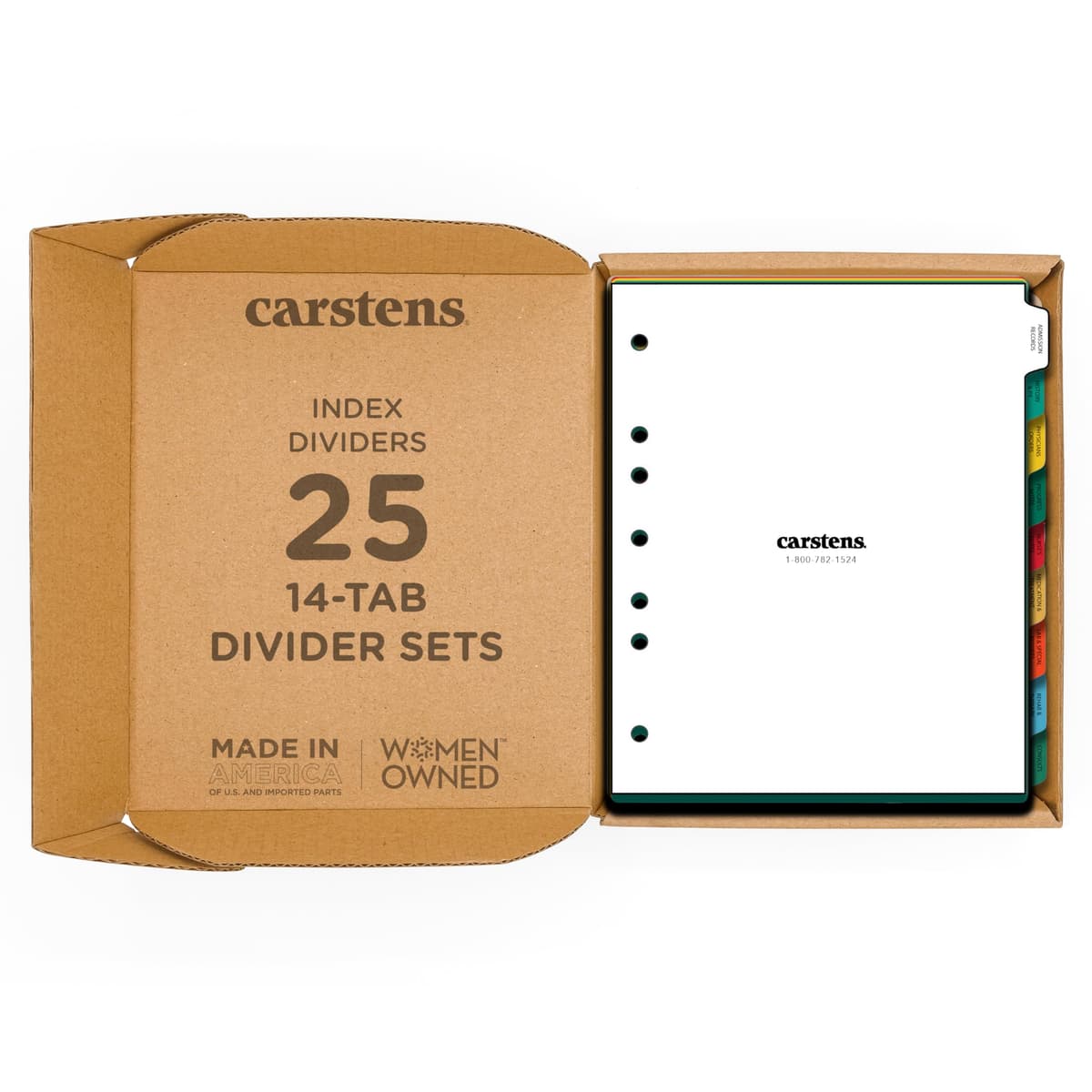 Carstens Juego de Divisores plásticos para cuidado a largo plazo 14 pestañas Tipo I, 1602-0A, caja de 25 1602-0ACS