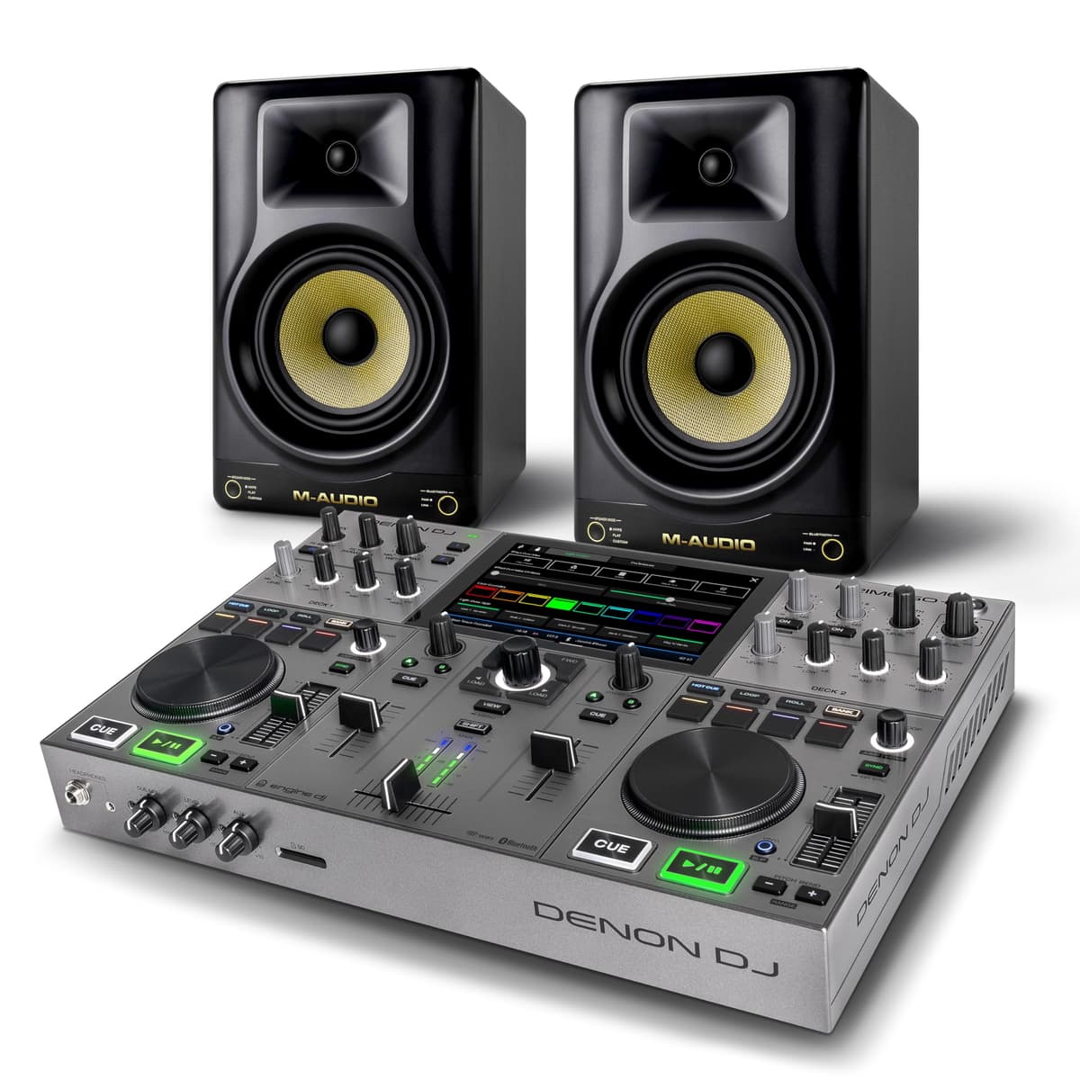 Denon DJ PRIME GO+ + M-AUDIO Forty Sixty Monitores Studio - Bundle
